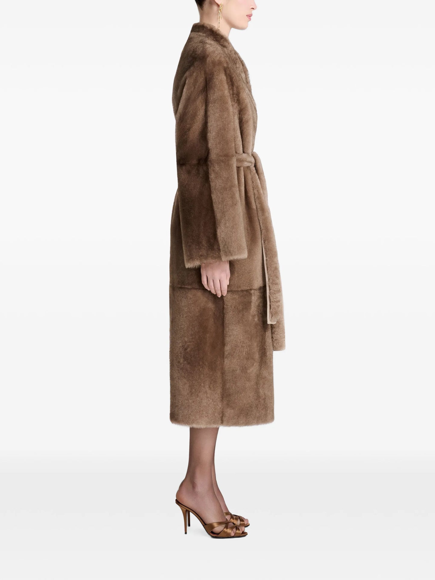 Davos belted faux-fur coat