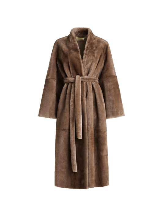 Davos belted faux-fur coat