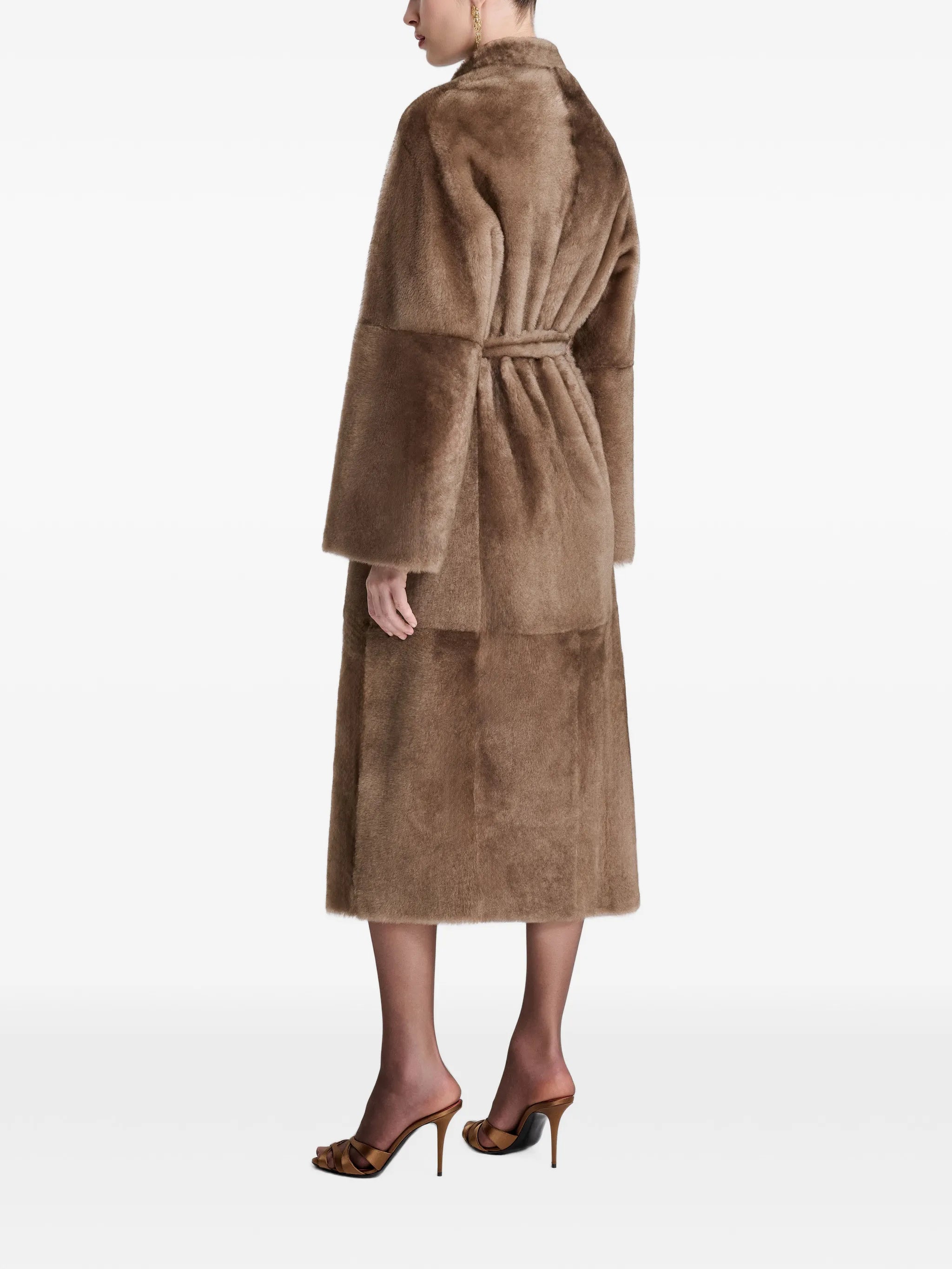 Davos belted faux-fur coat