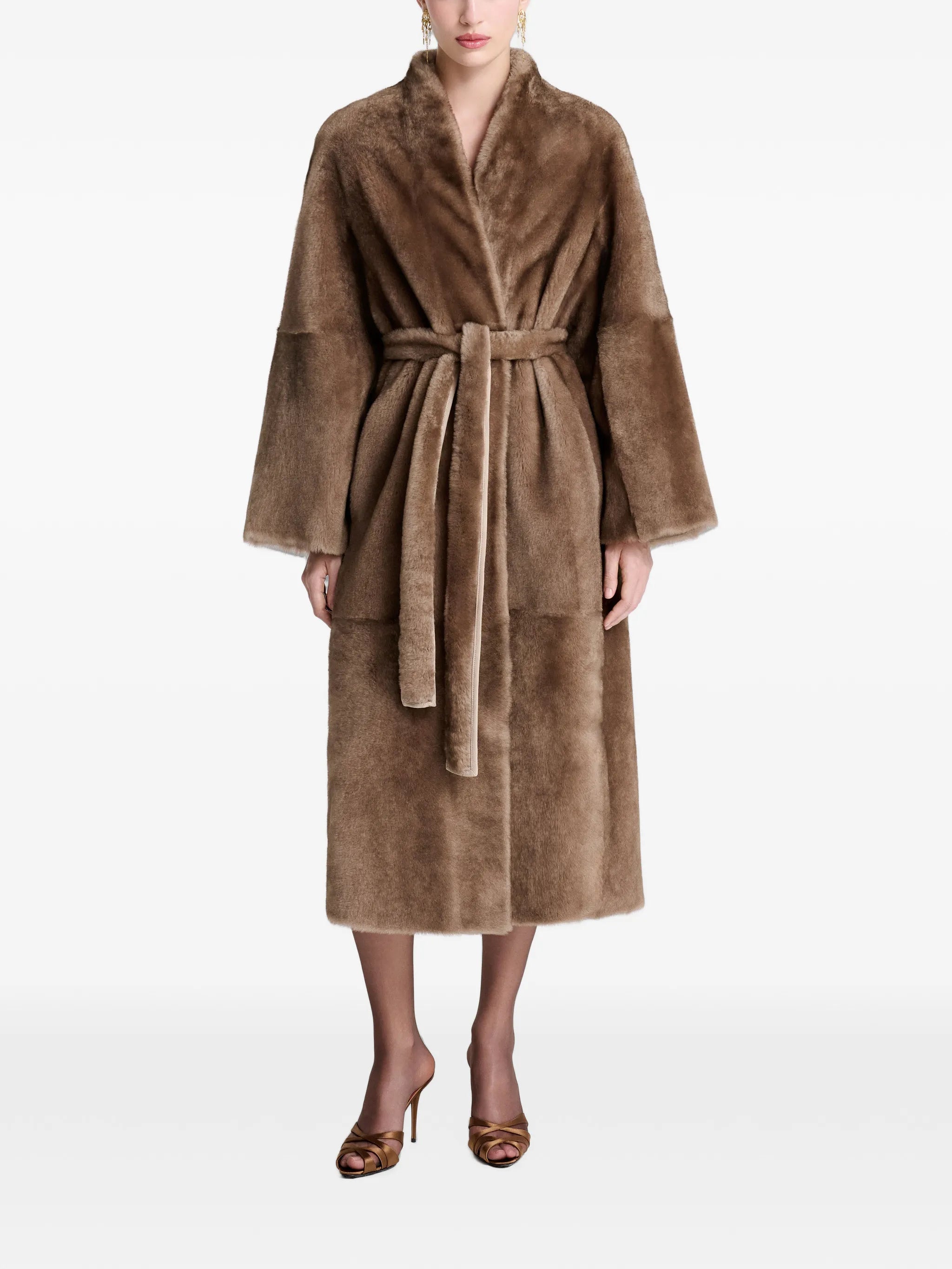 Davos belted faux-fur coat