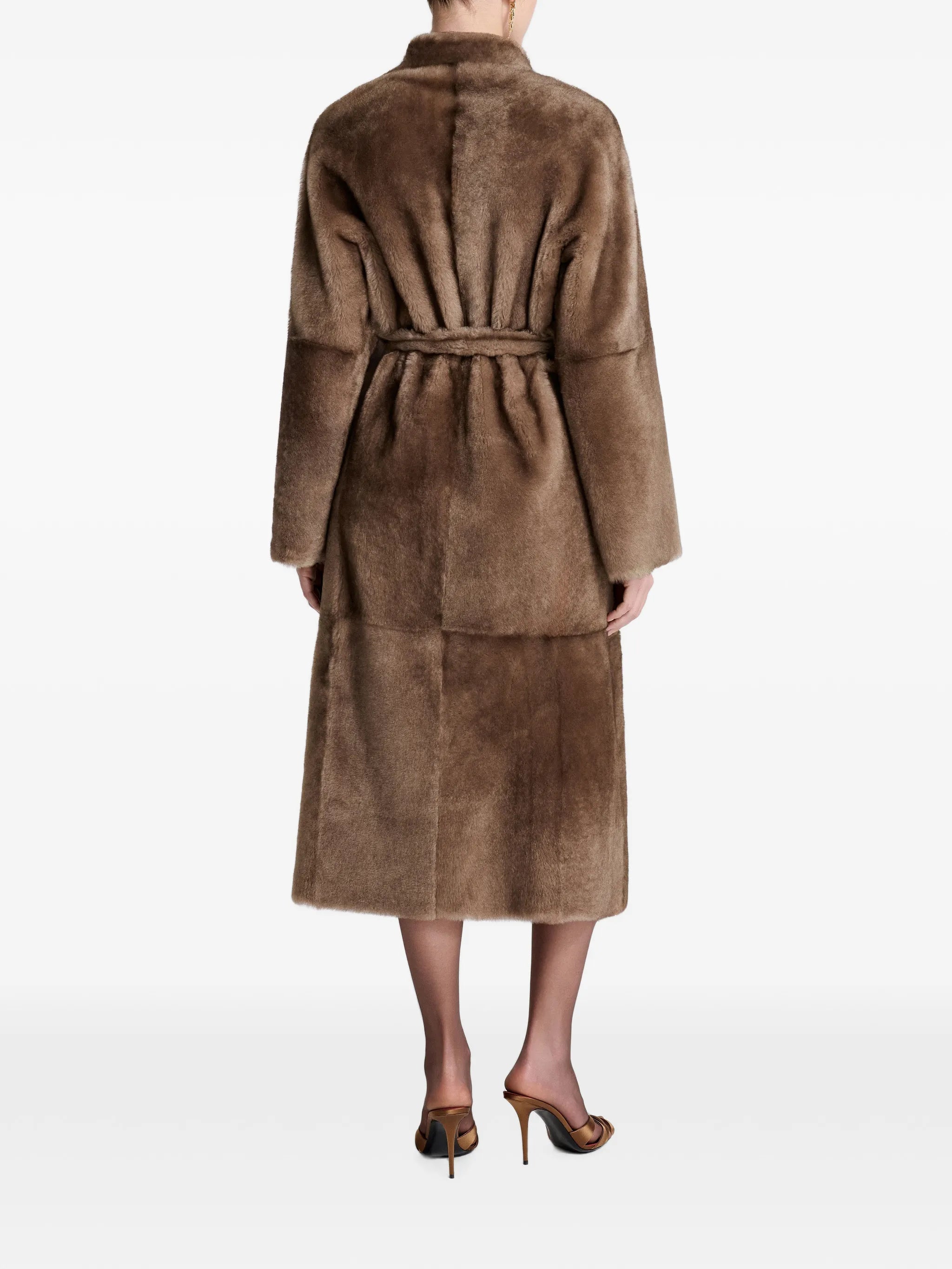 Davos belted faux-fur coat