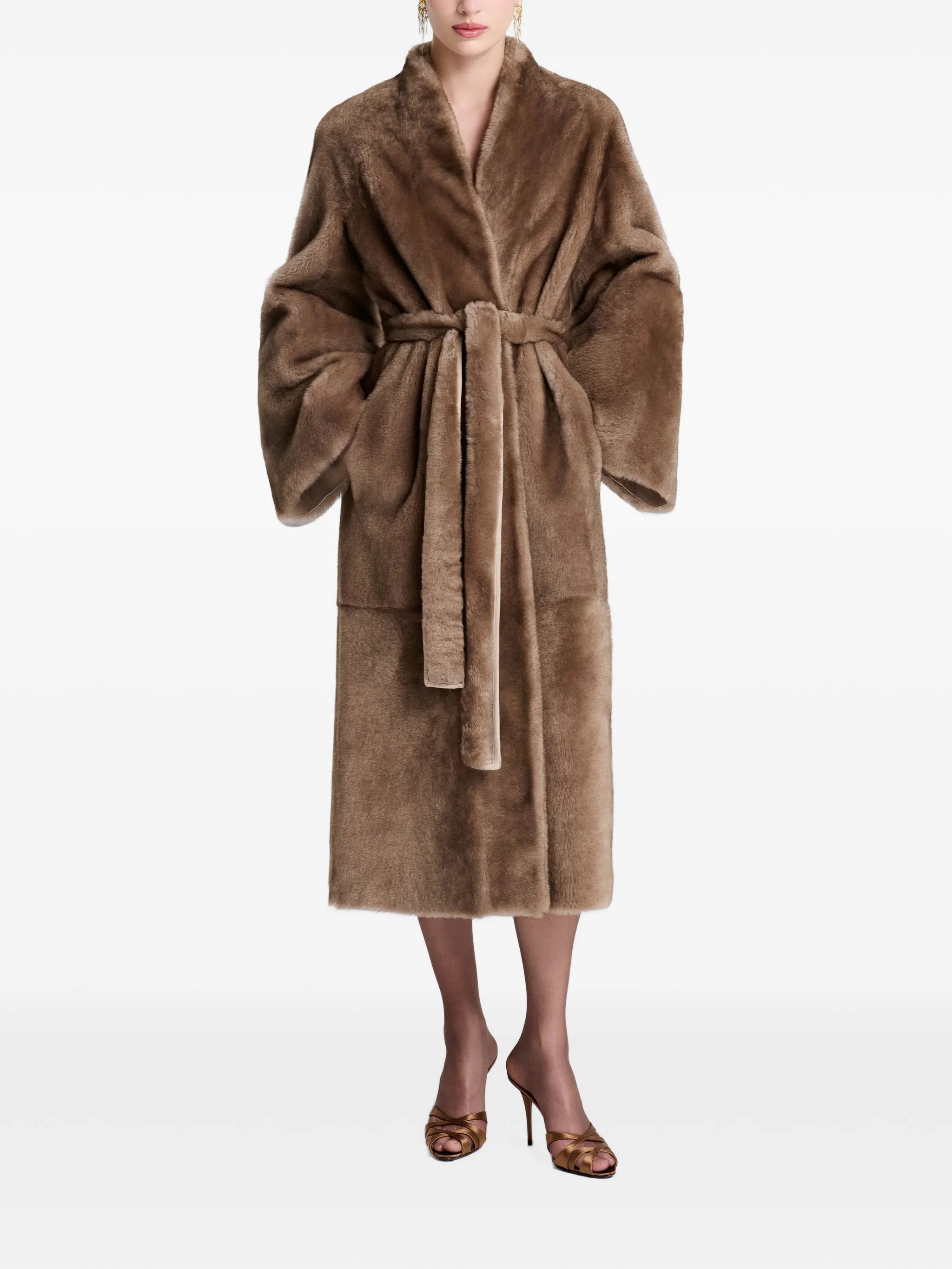 Davos belted faux-fur coat
