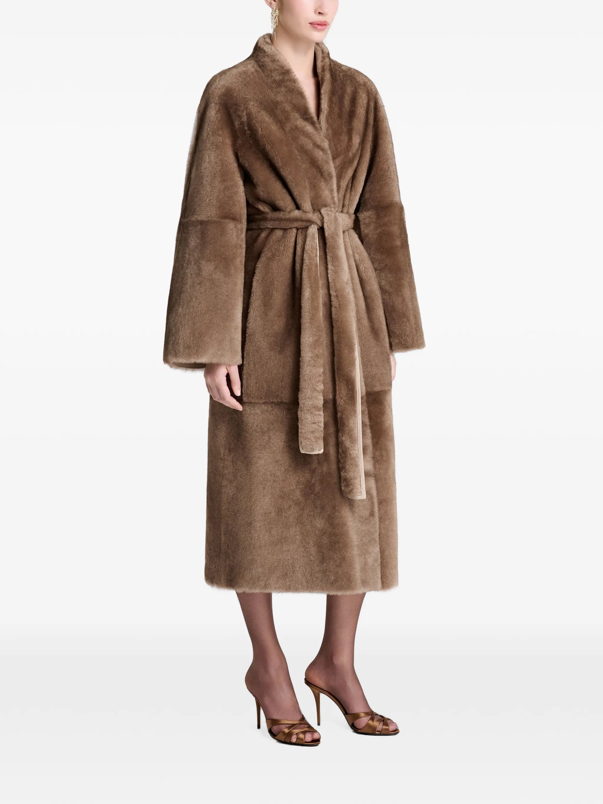 Davos belted faux-fur coat