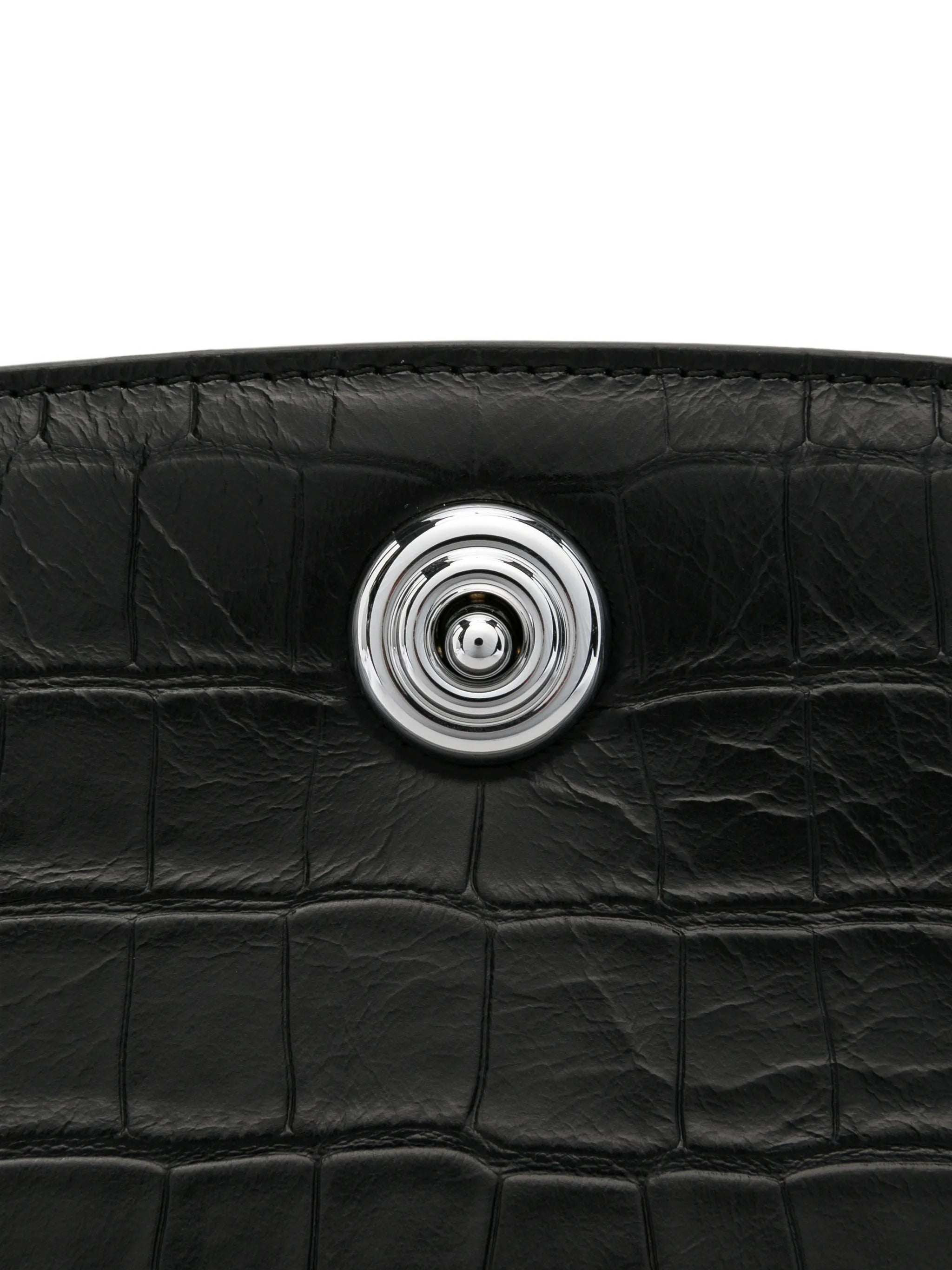 croc-embossed push-lock shoulder bag