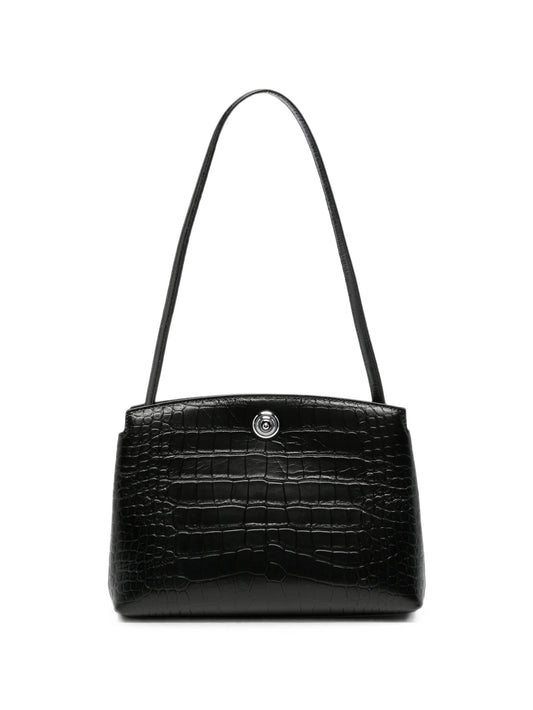 croc-embossed push-lock shoulder bag