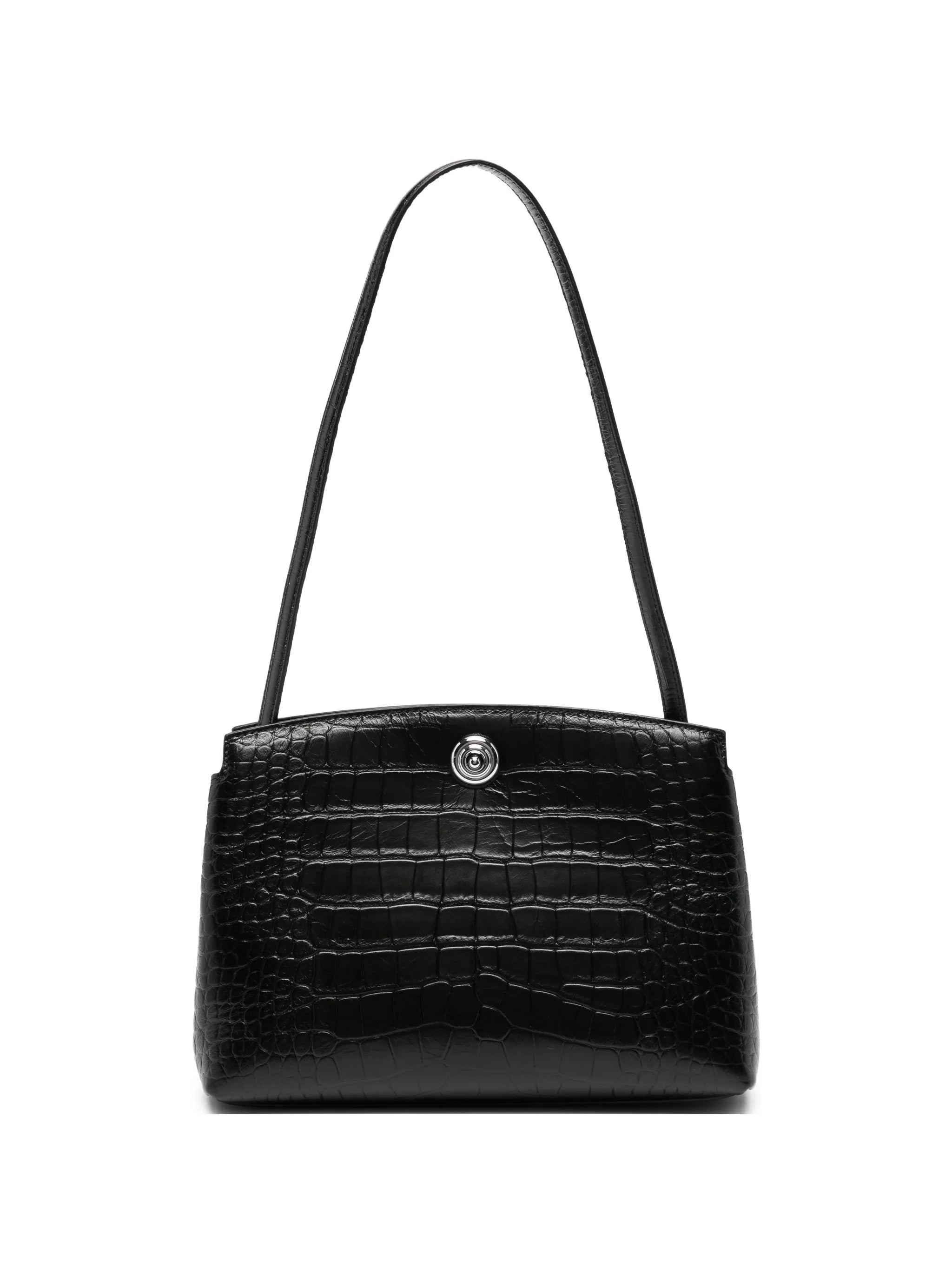 croc-embossed push-lock shoulder bag
