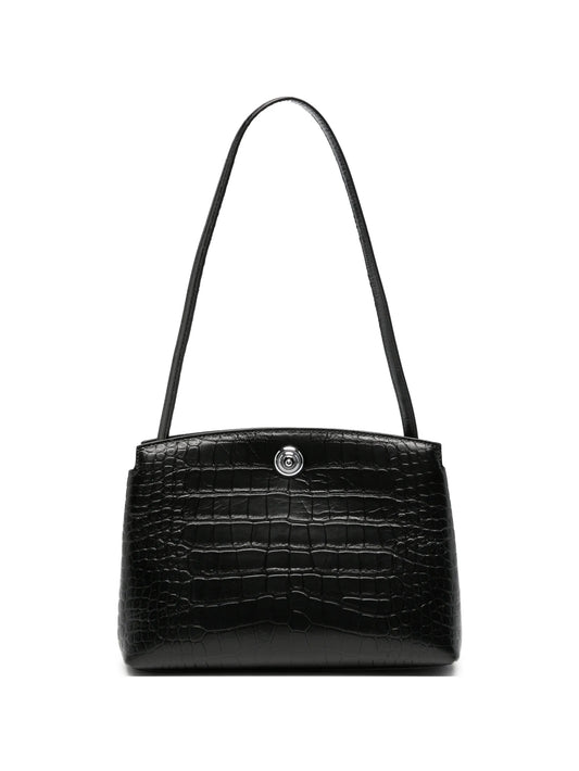 croc-embossed push-lock shoulder bag