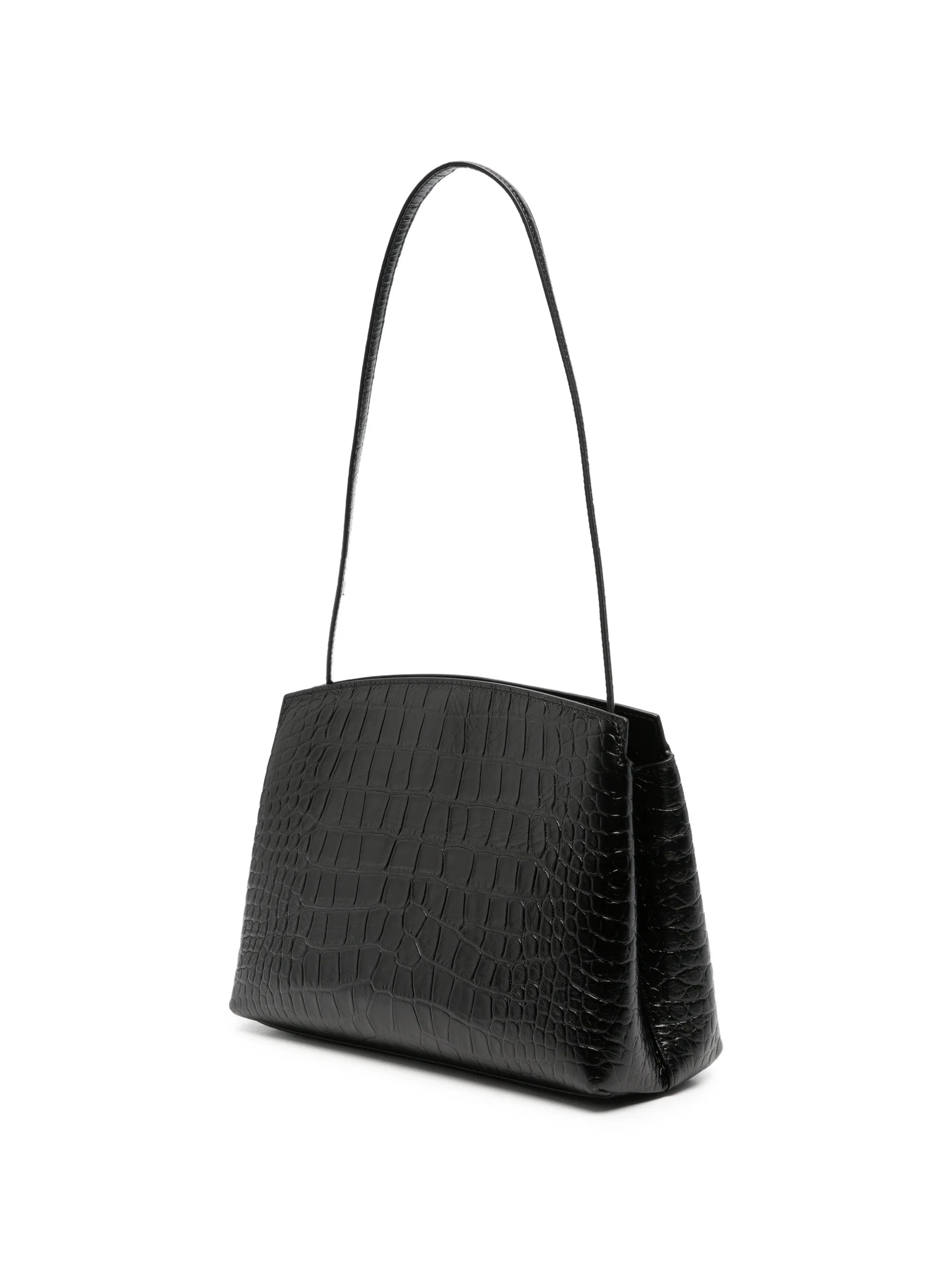 Pushlock croc-effect clutch bag