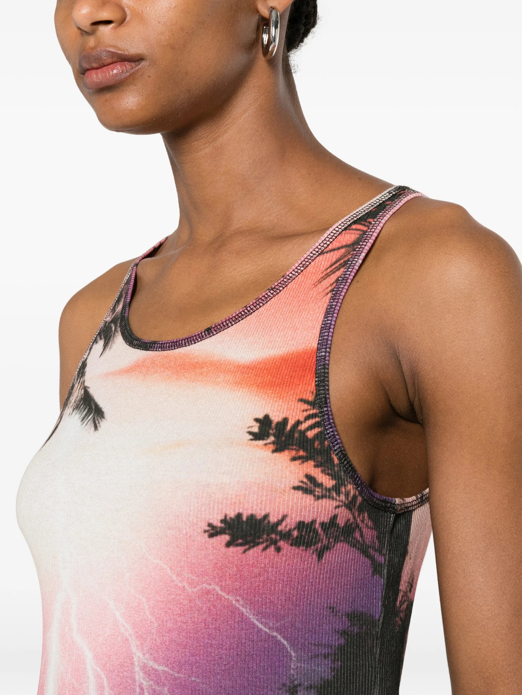 graphic-print ribbed tank top