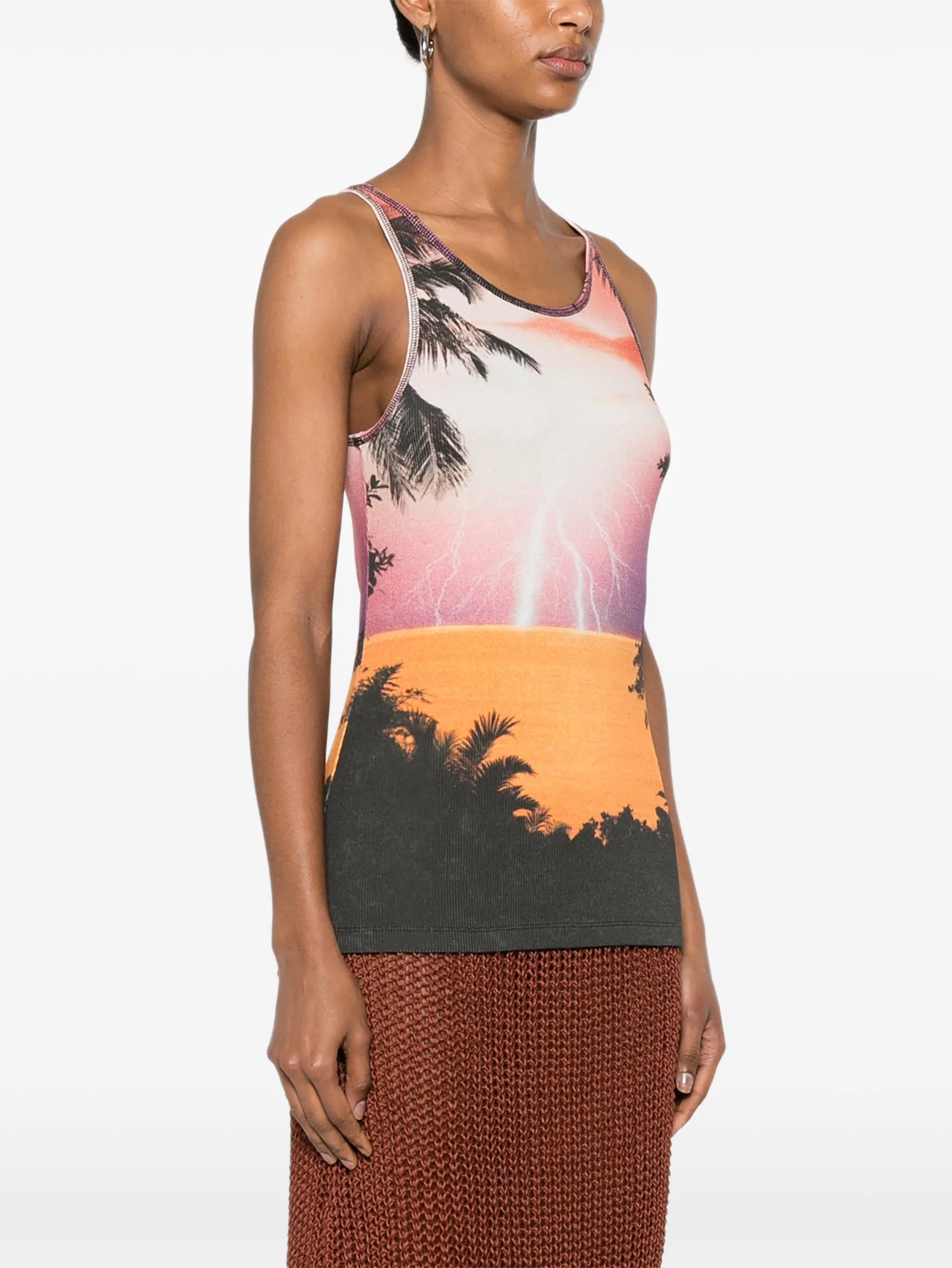 graphic-print ribbed tank top
