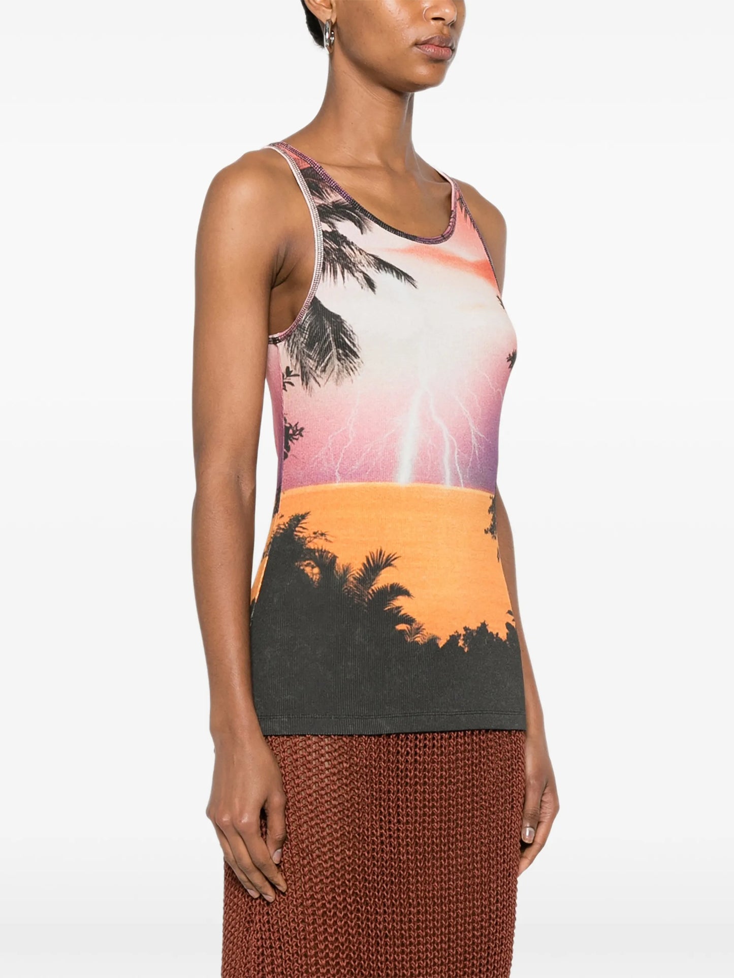 graphic-print ribbed tank top