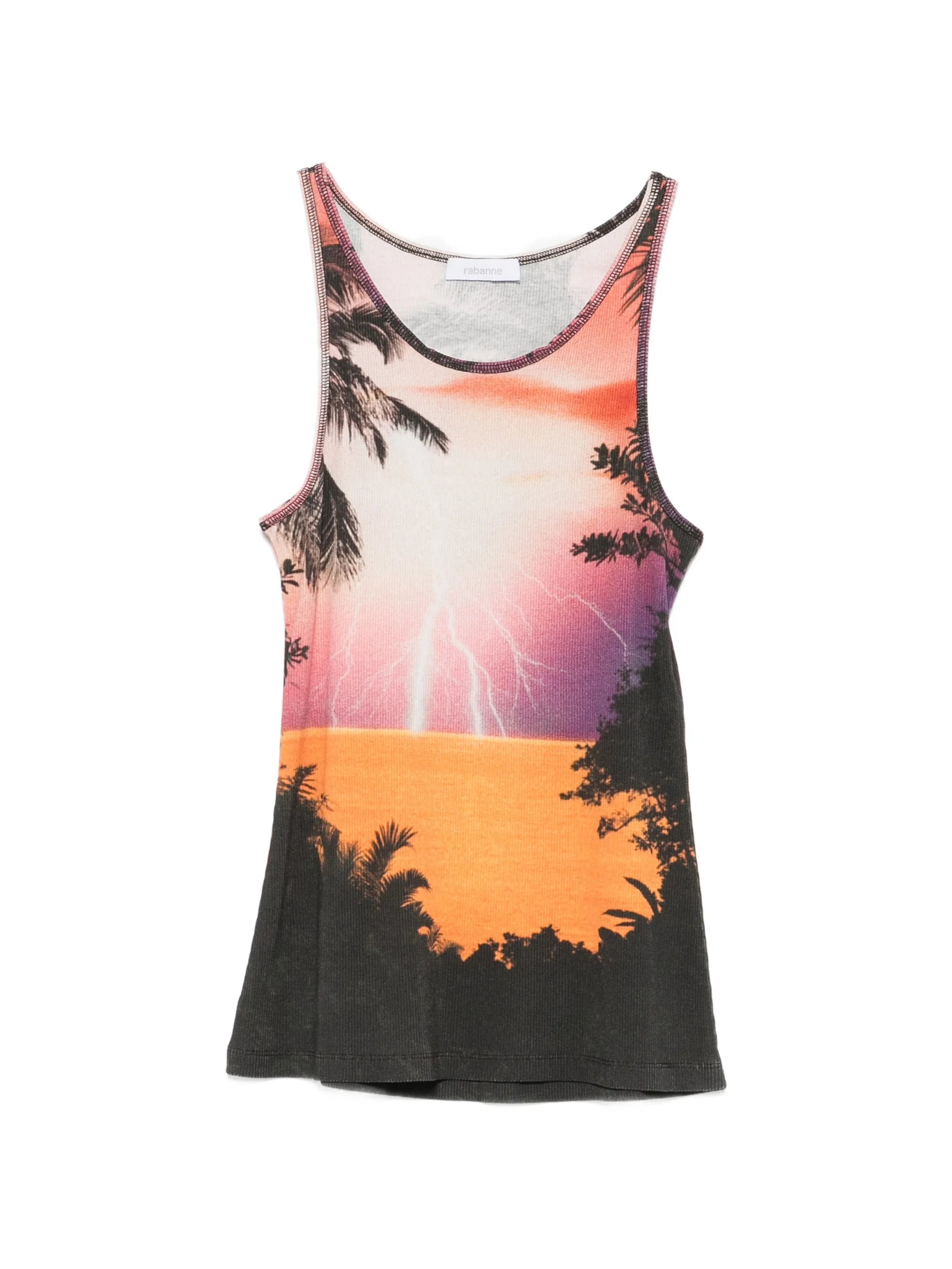 graphic-print ribbed tank top