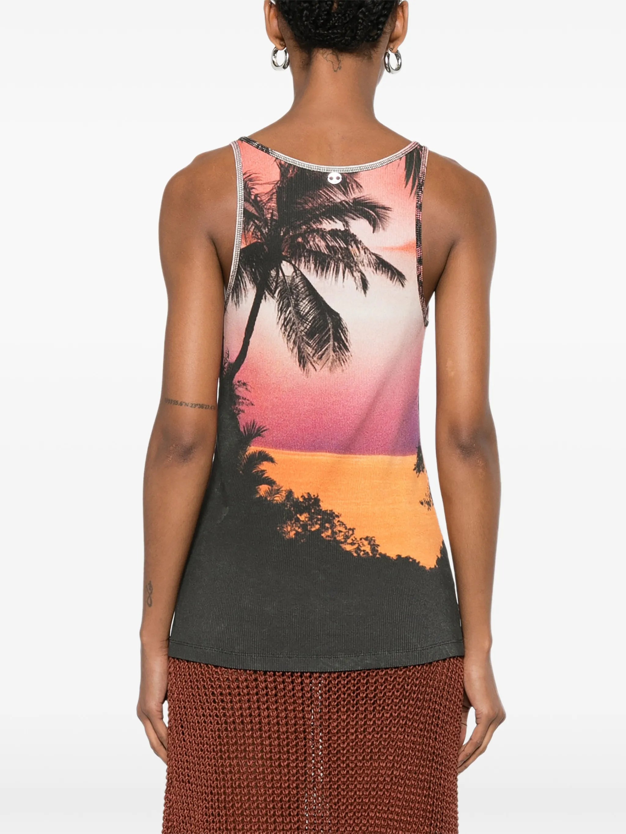graphic-print ribbed tank top