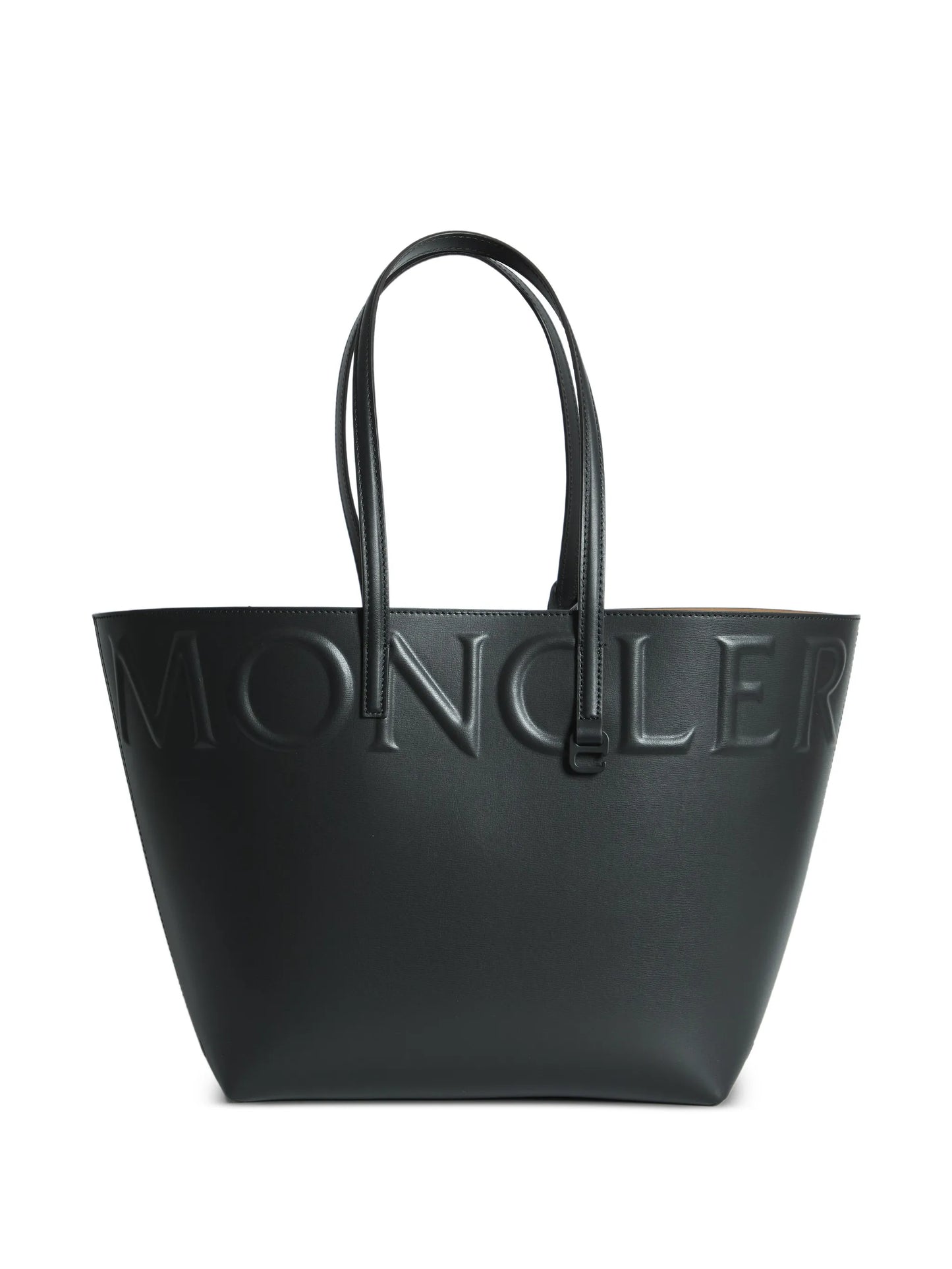 embossed-logo leather tote bag