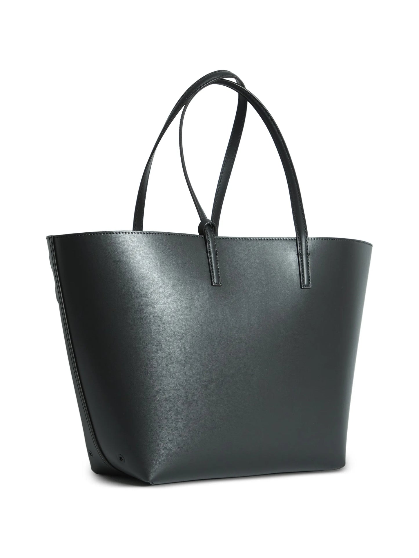 embossed-logo leather tote bag