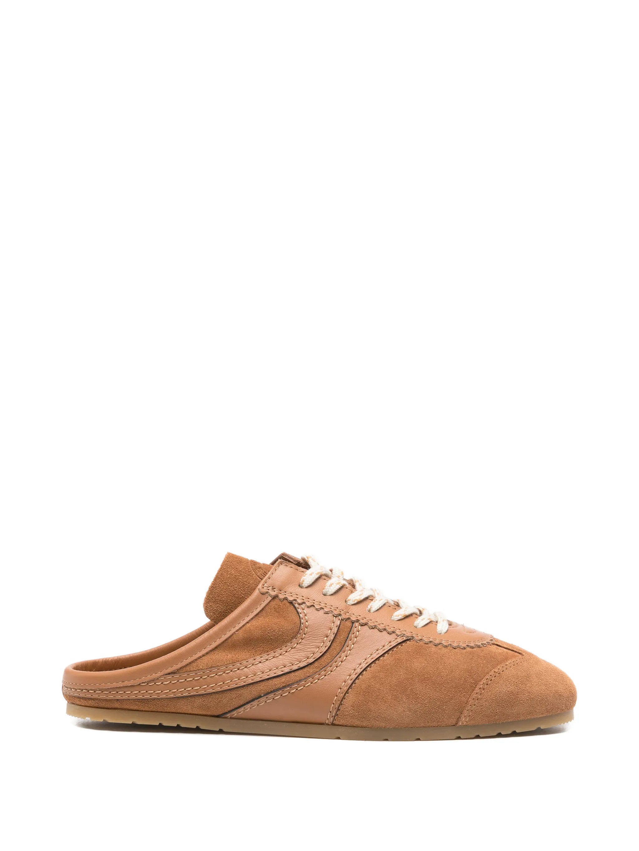 leather-trim suede sneakers