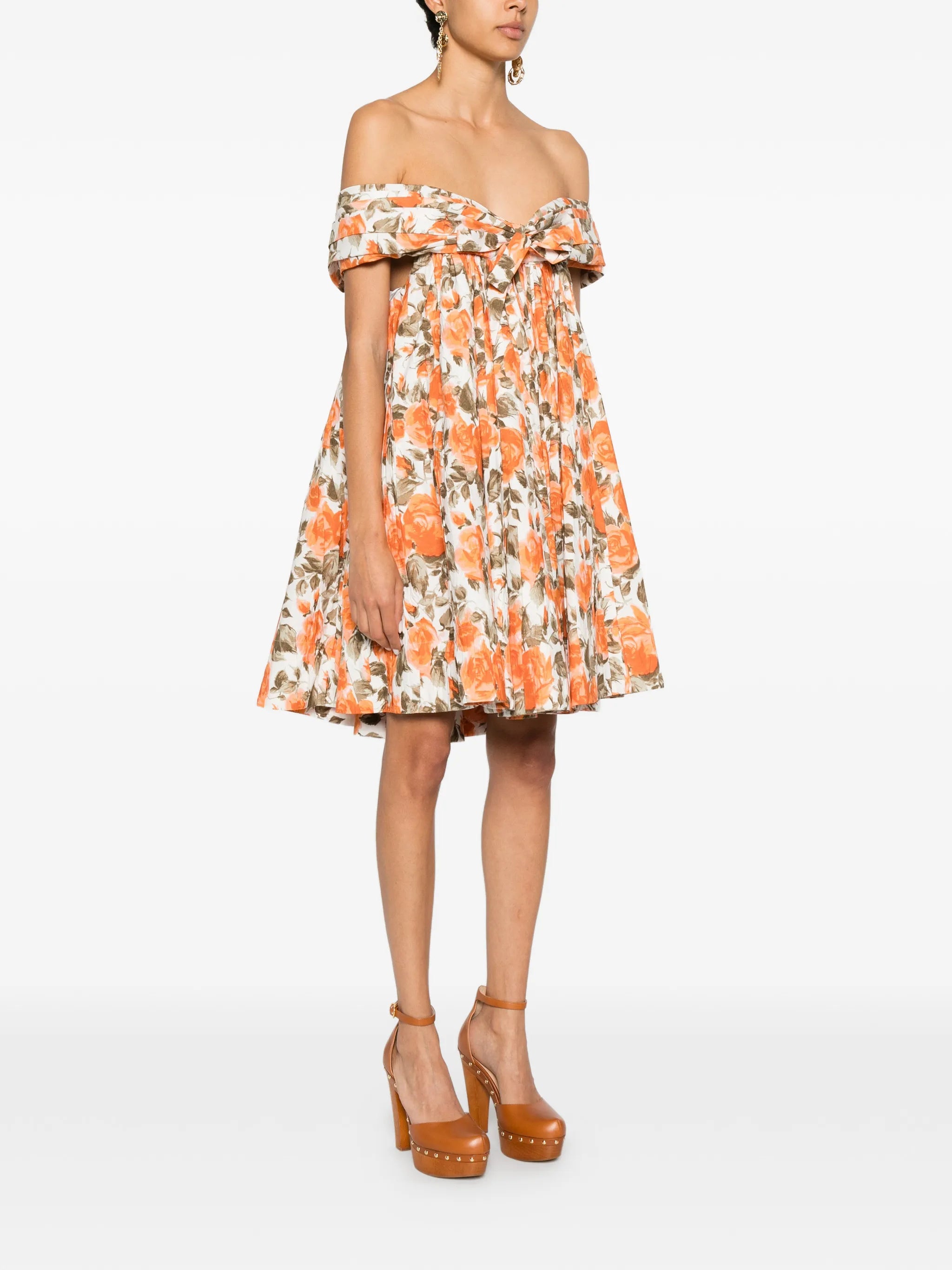 floral-print off-shoulder mini dress