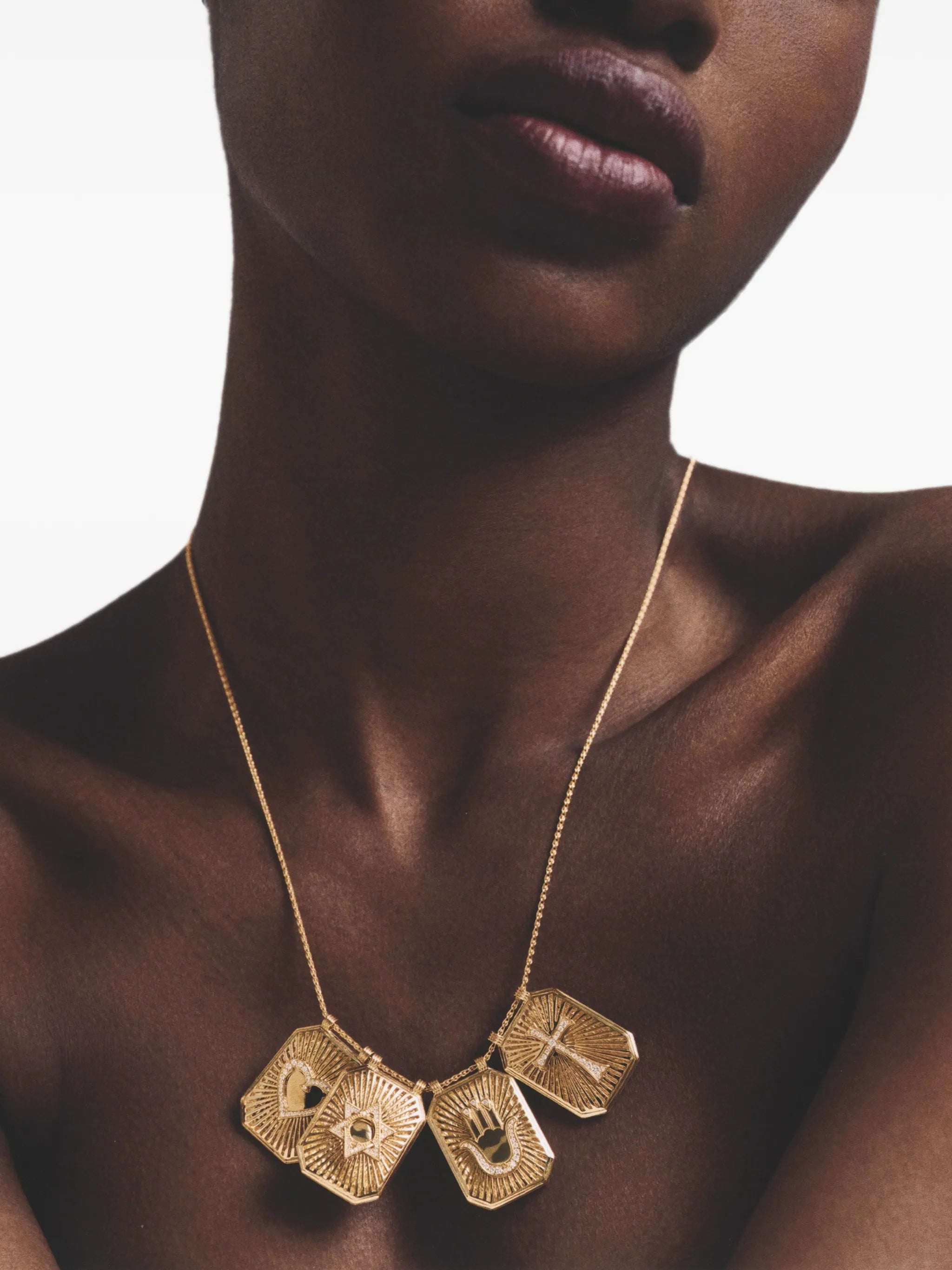 Heart diamond scapular necklace