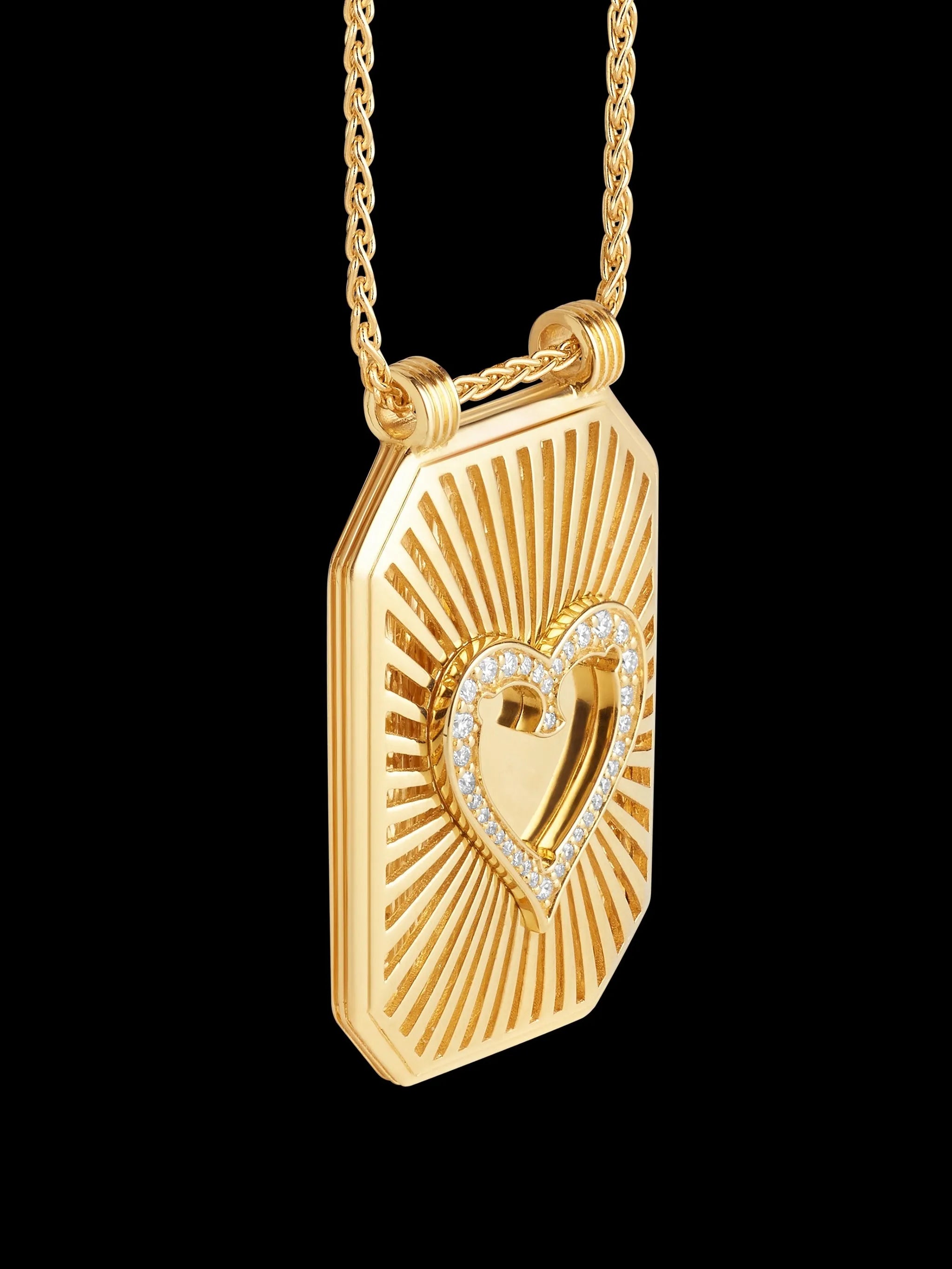 Heart diamond scapular necklace