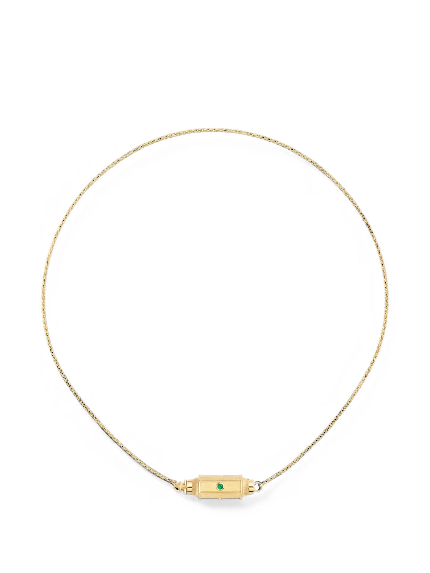 micro Coco emerald locket necklace