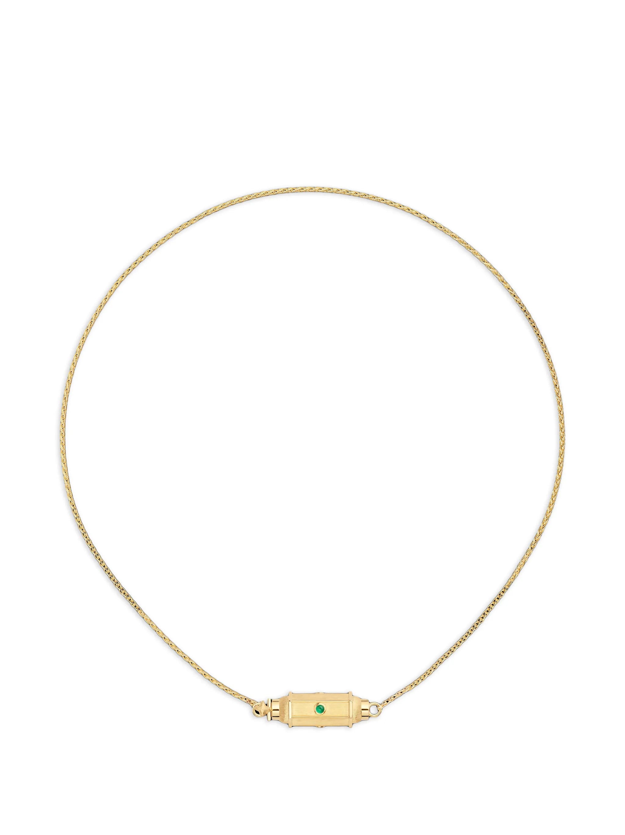 micro Coco emerald locket necklace
