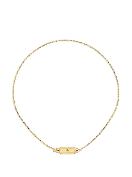 micro Coco emerald locket necklace