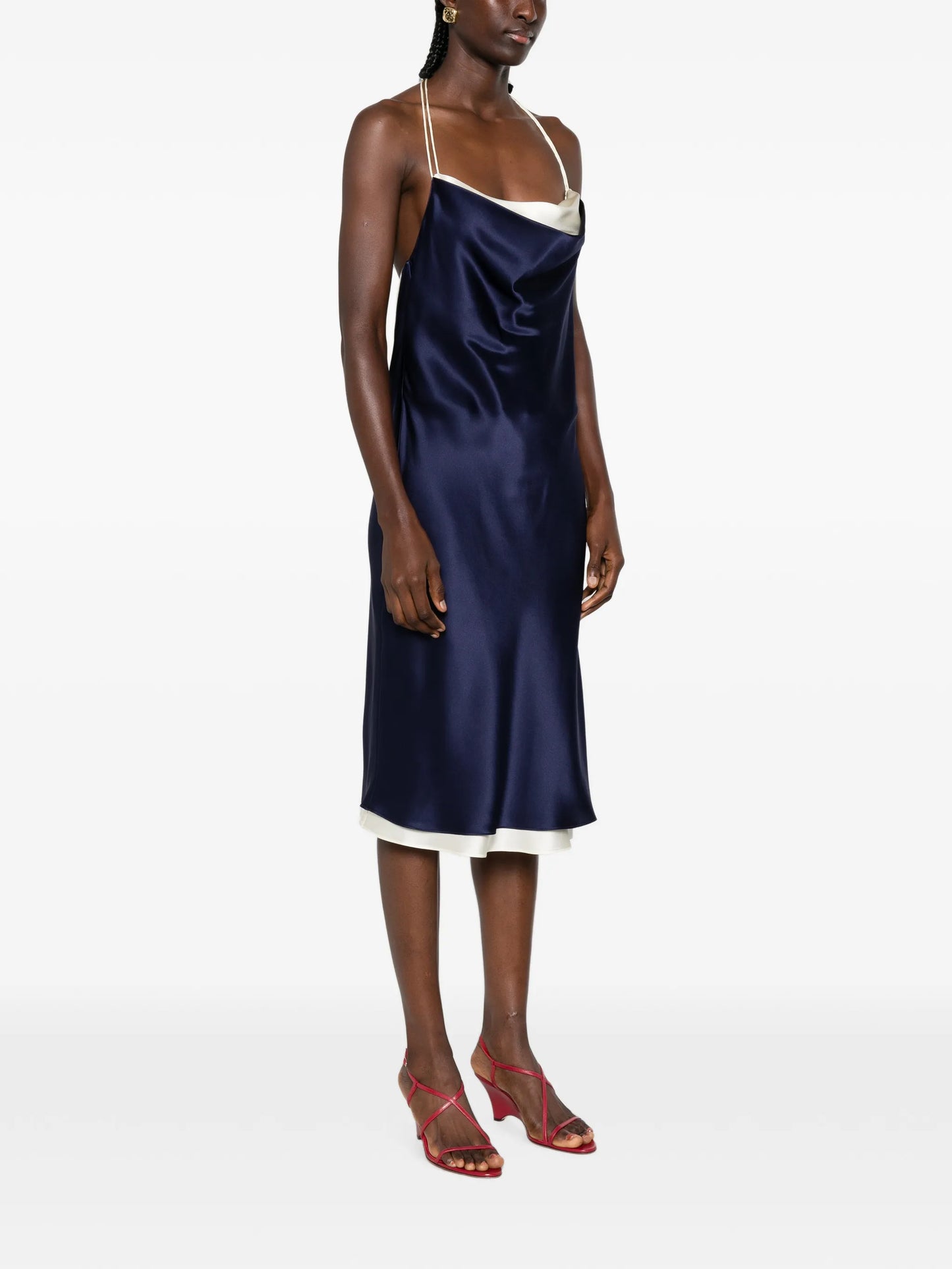 Joss cowl-neck midi dress