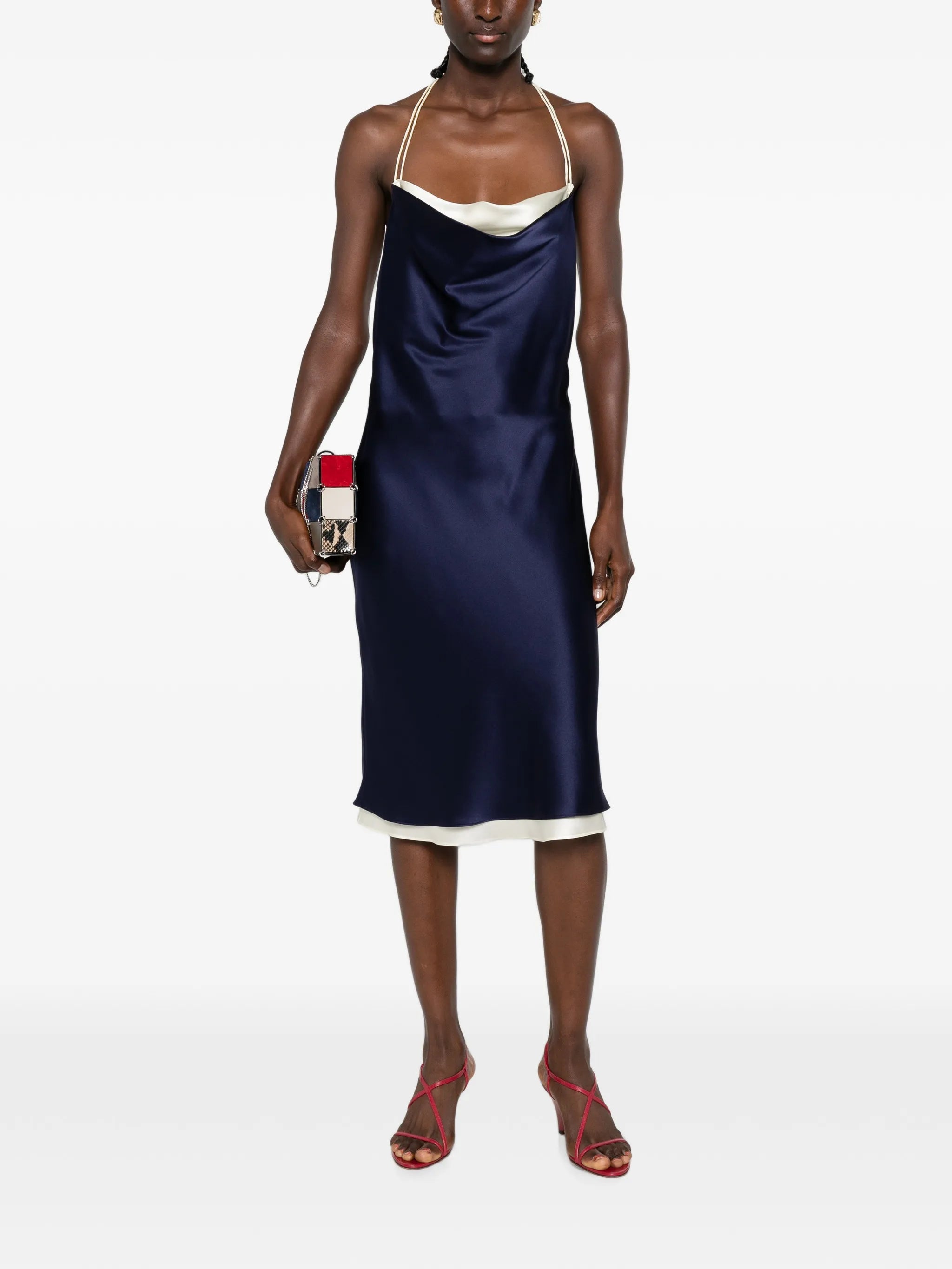 Joss cowl-neck midi dress