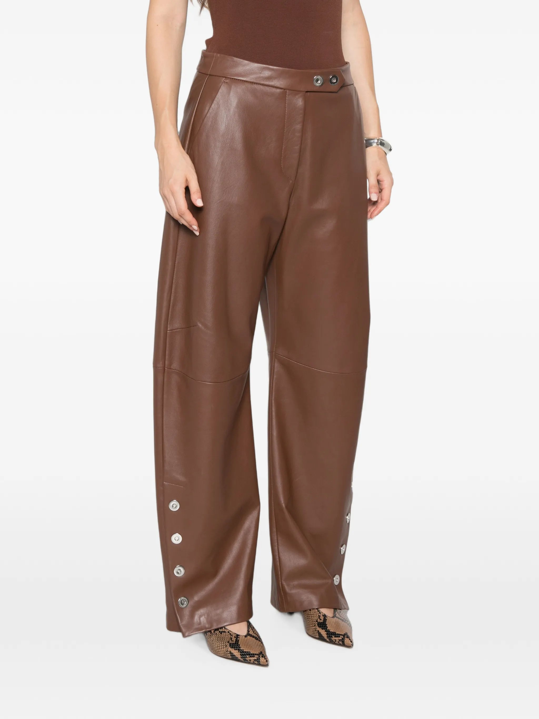 Spxcinepresa press-stud leather trousers