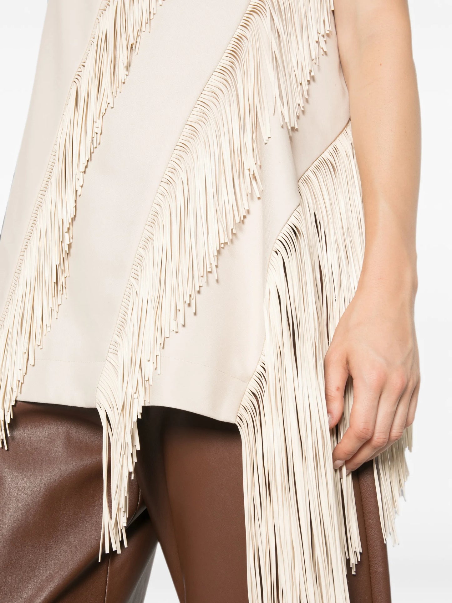 fringe-detail sleeveless top