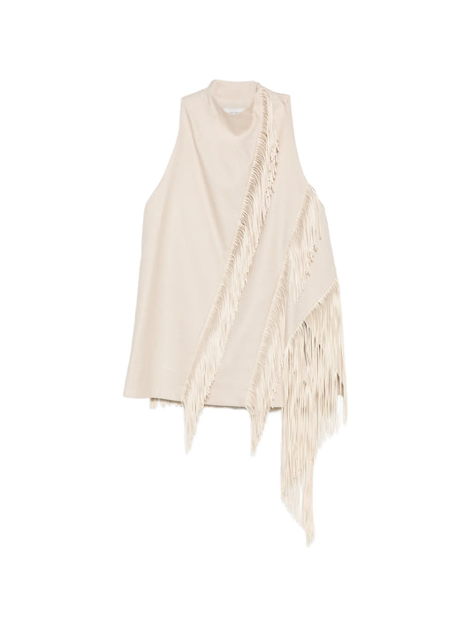 fringe-detail sleeveless top