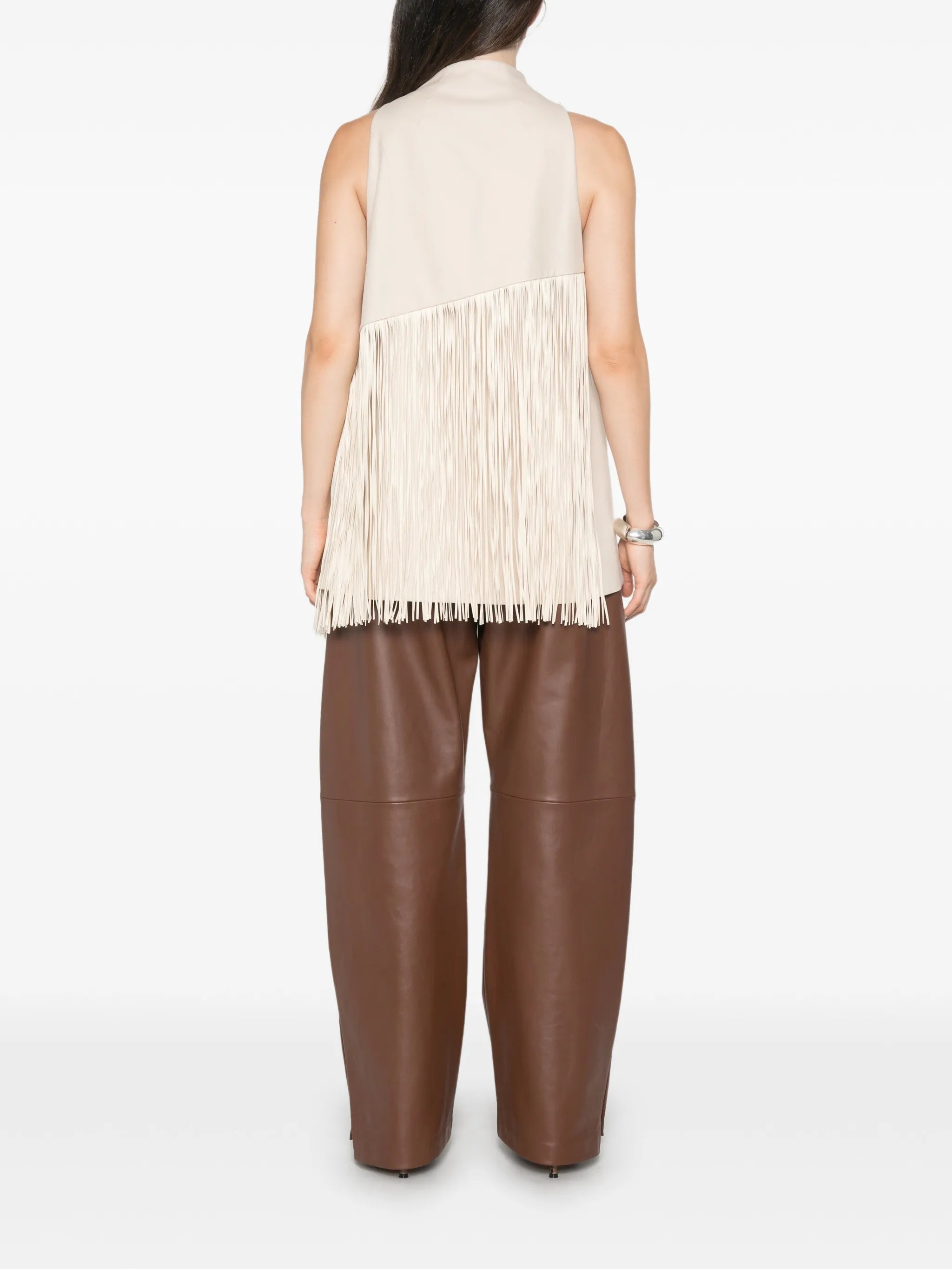 fringe-detail sleeveless top
