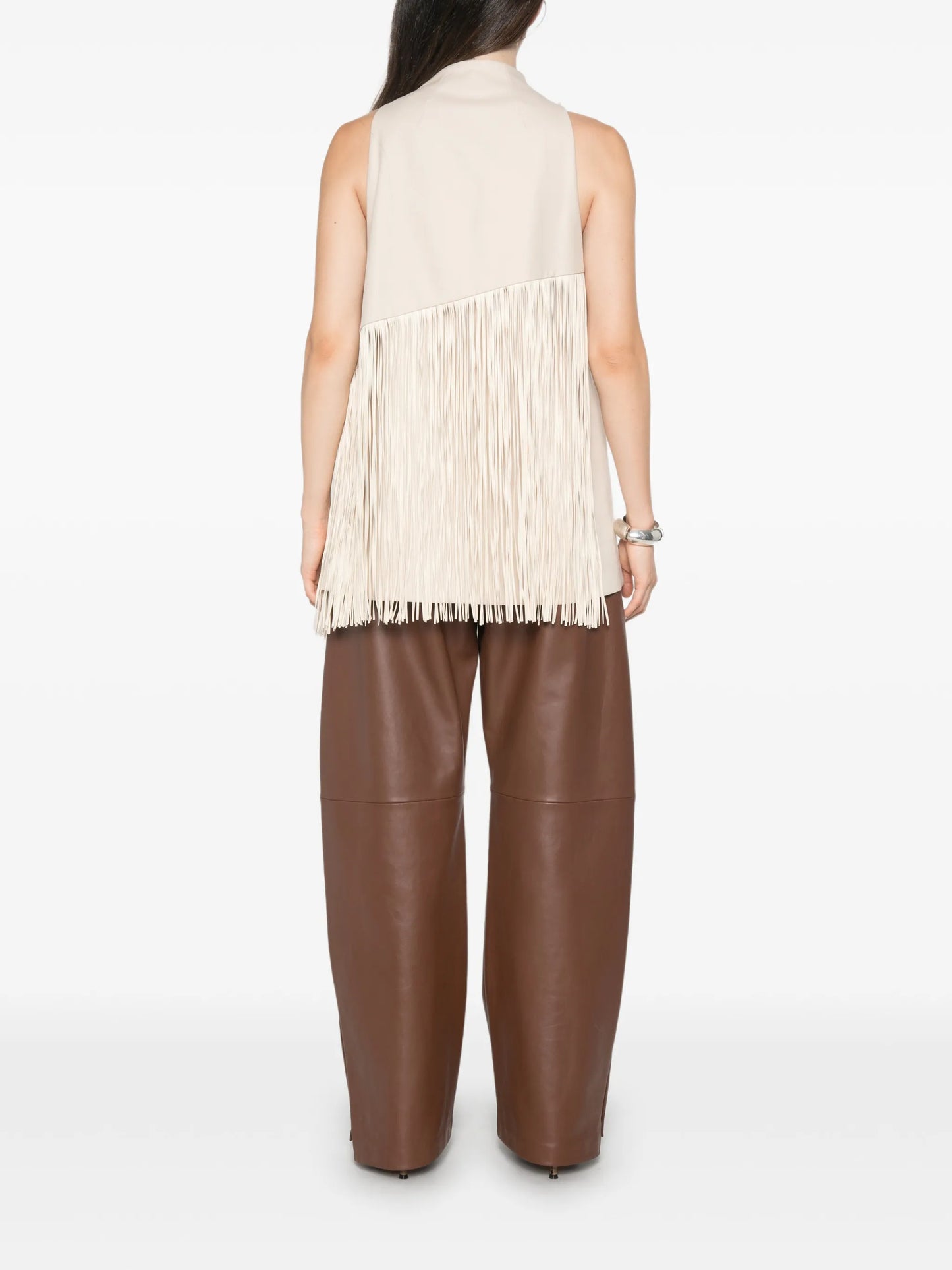 fringe-detail sleeveless top
