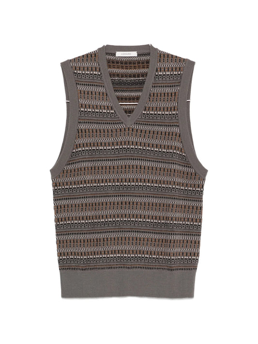 V-neck jacquard-knit vest