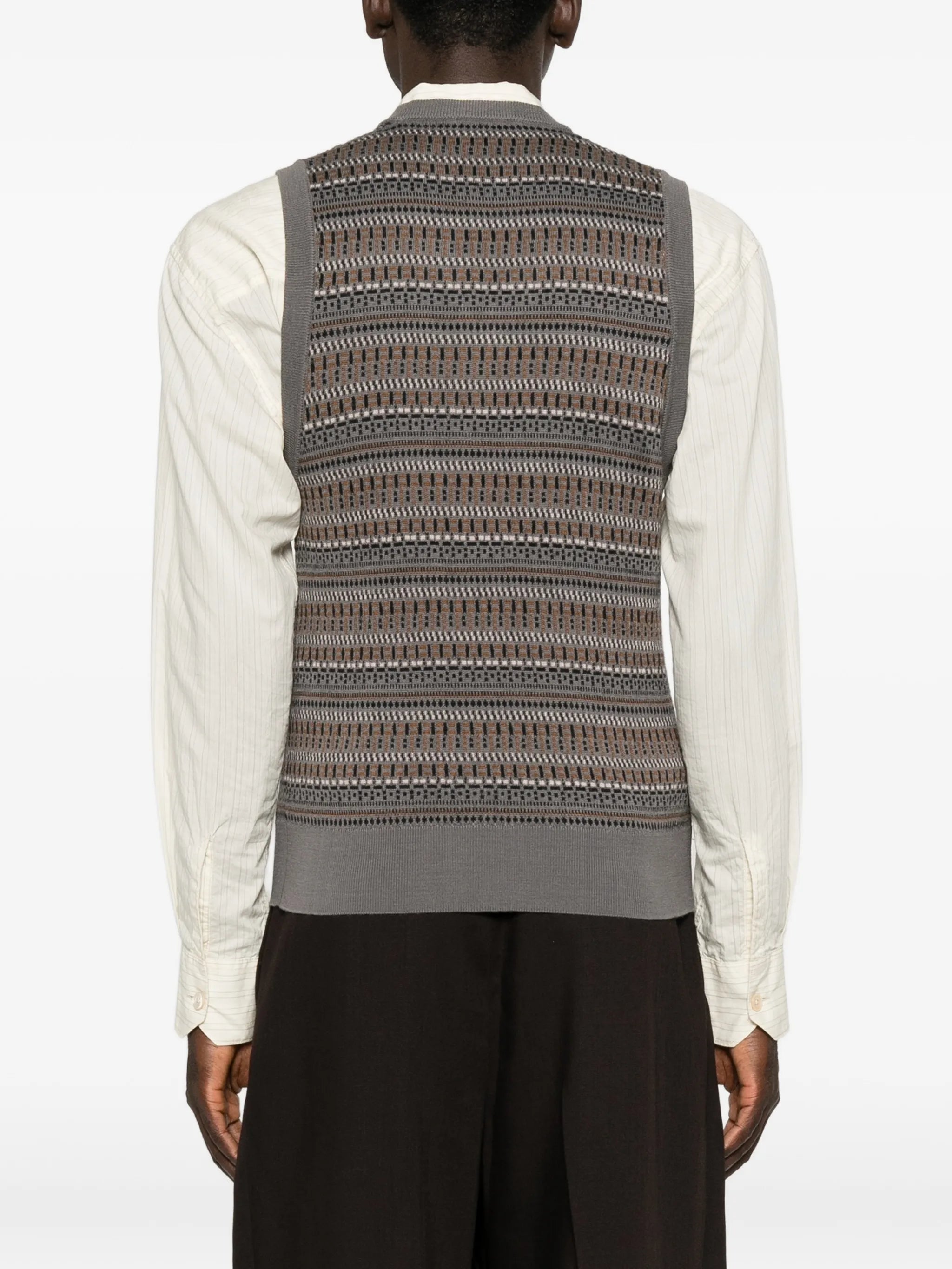 V-neck jacquard-knit vest