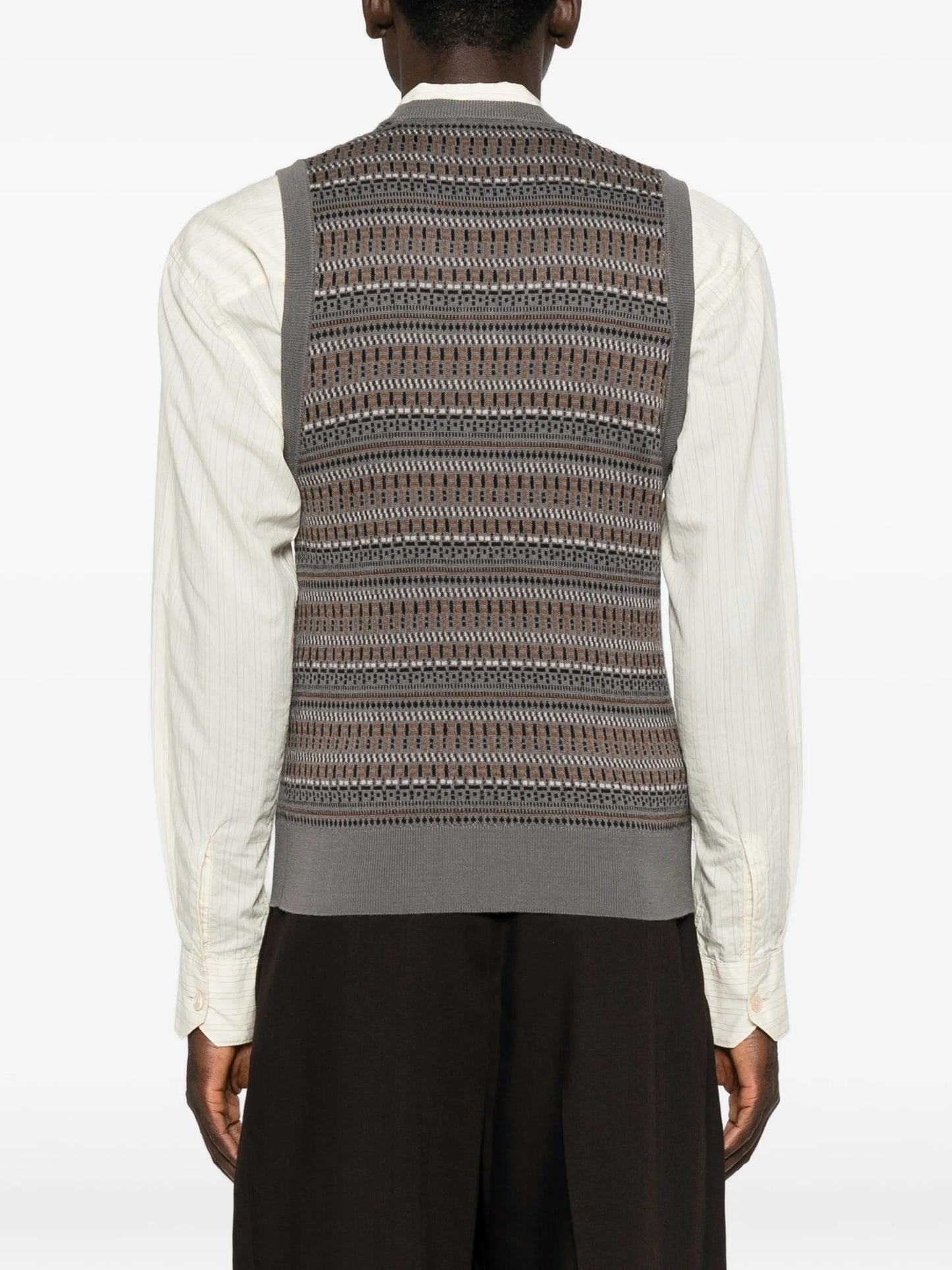V-neck jacquard-knit vest