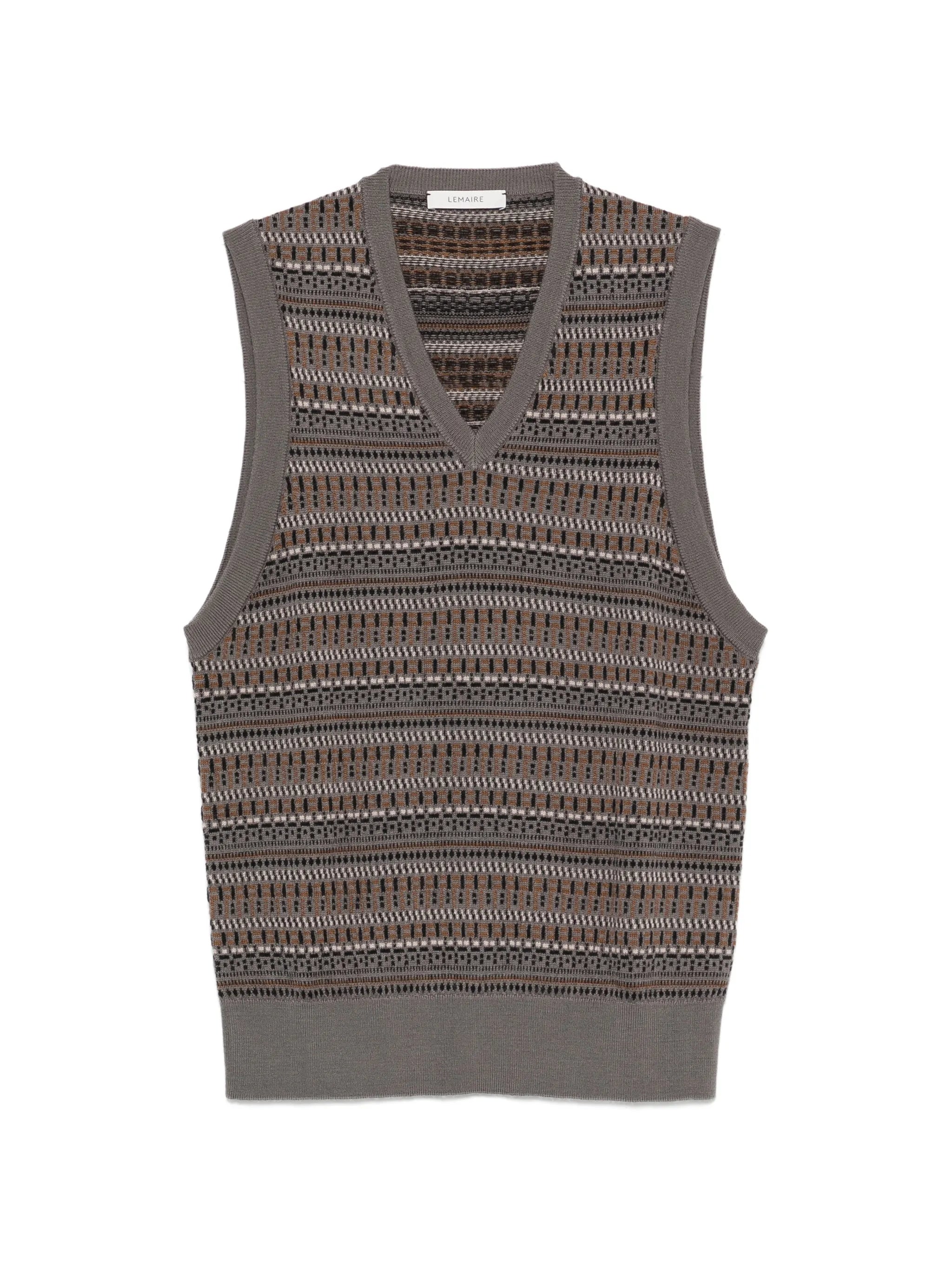V-neck jacquard-knit vest