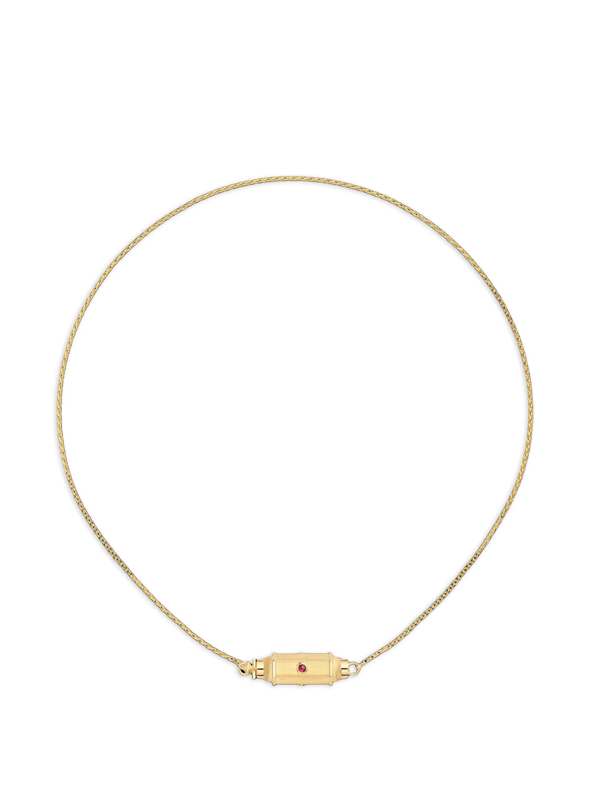 micro Coco ruby locket necklace