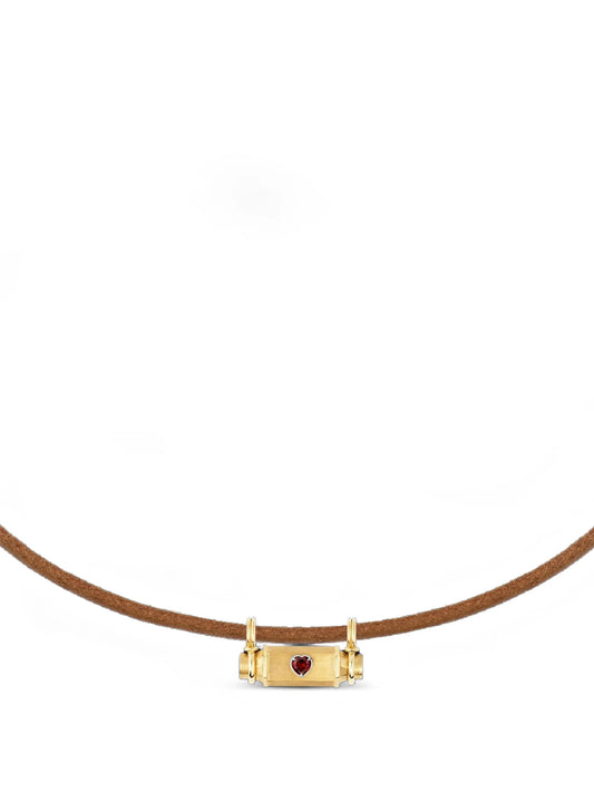 Heart Smash garnet locket necklace