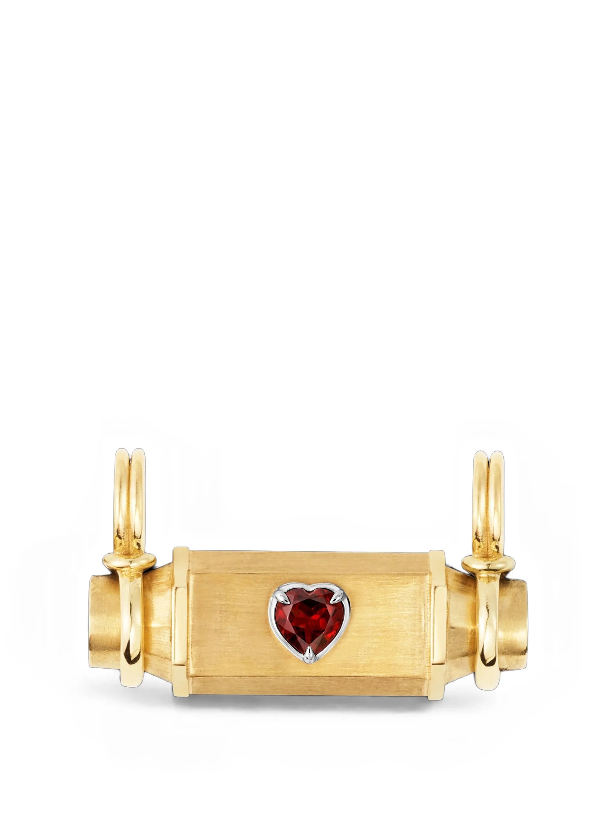 Heart Smash garnet locket necklace