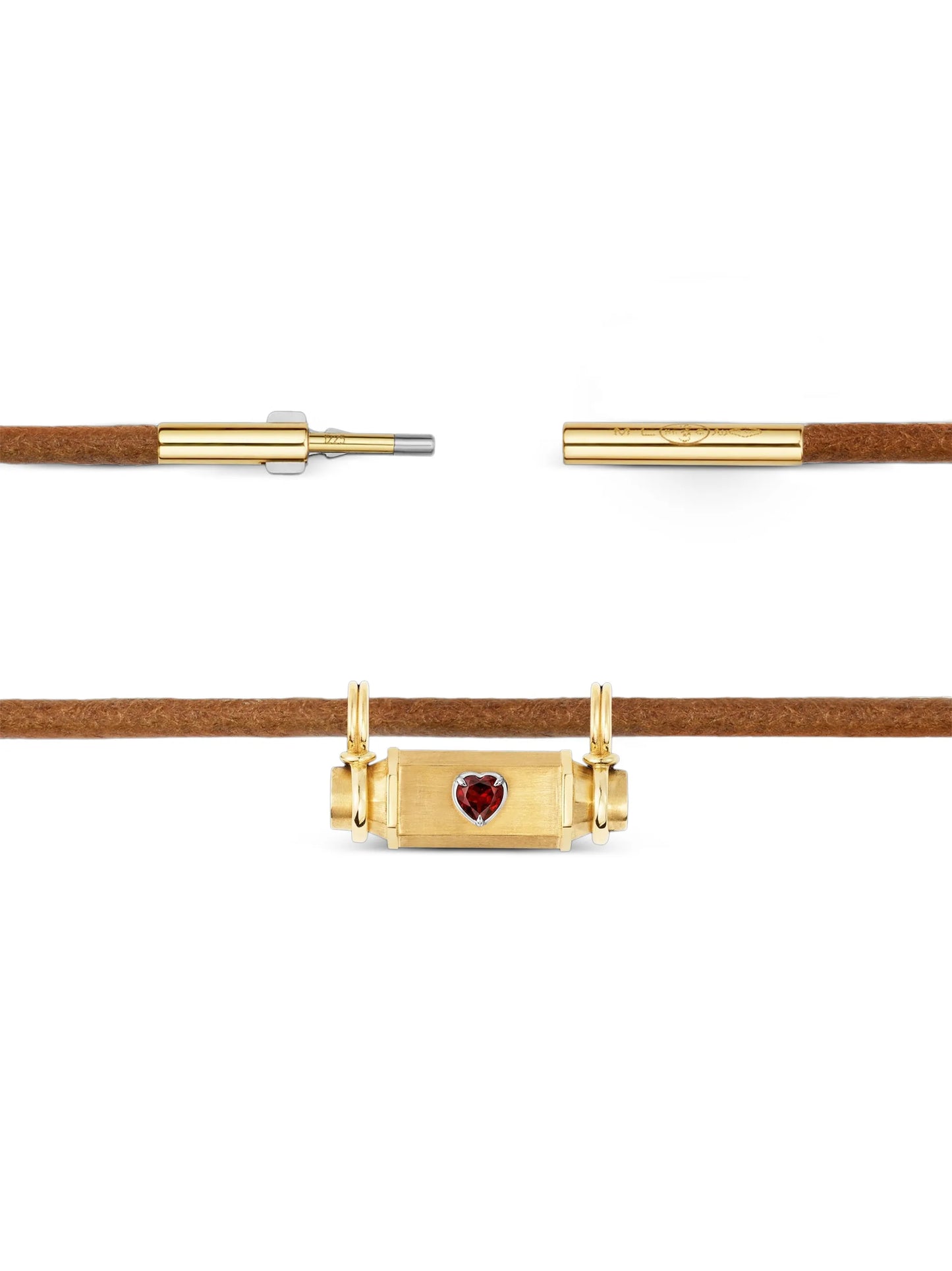 Heart Smash garnet locket necklace
