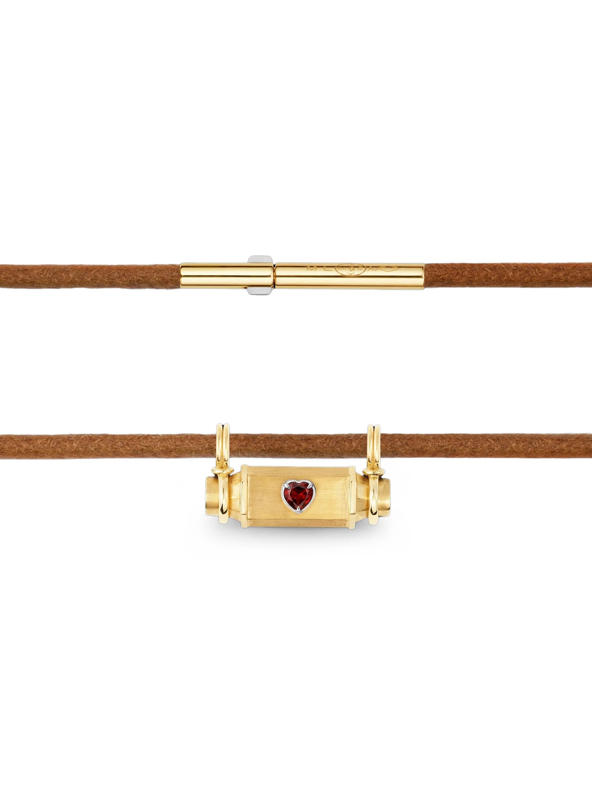 Heart Smash garnet locket necklace