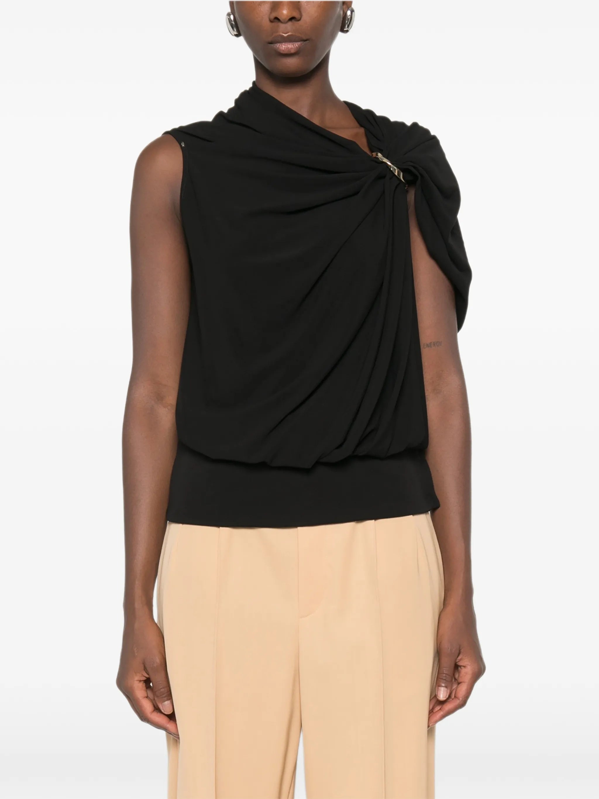 Lacuna ring-embellishment top