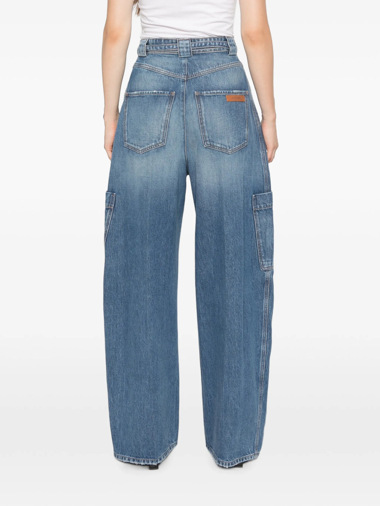 pleated-detail cargo jeans