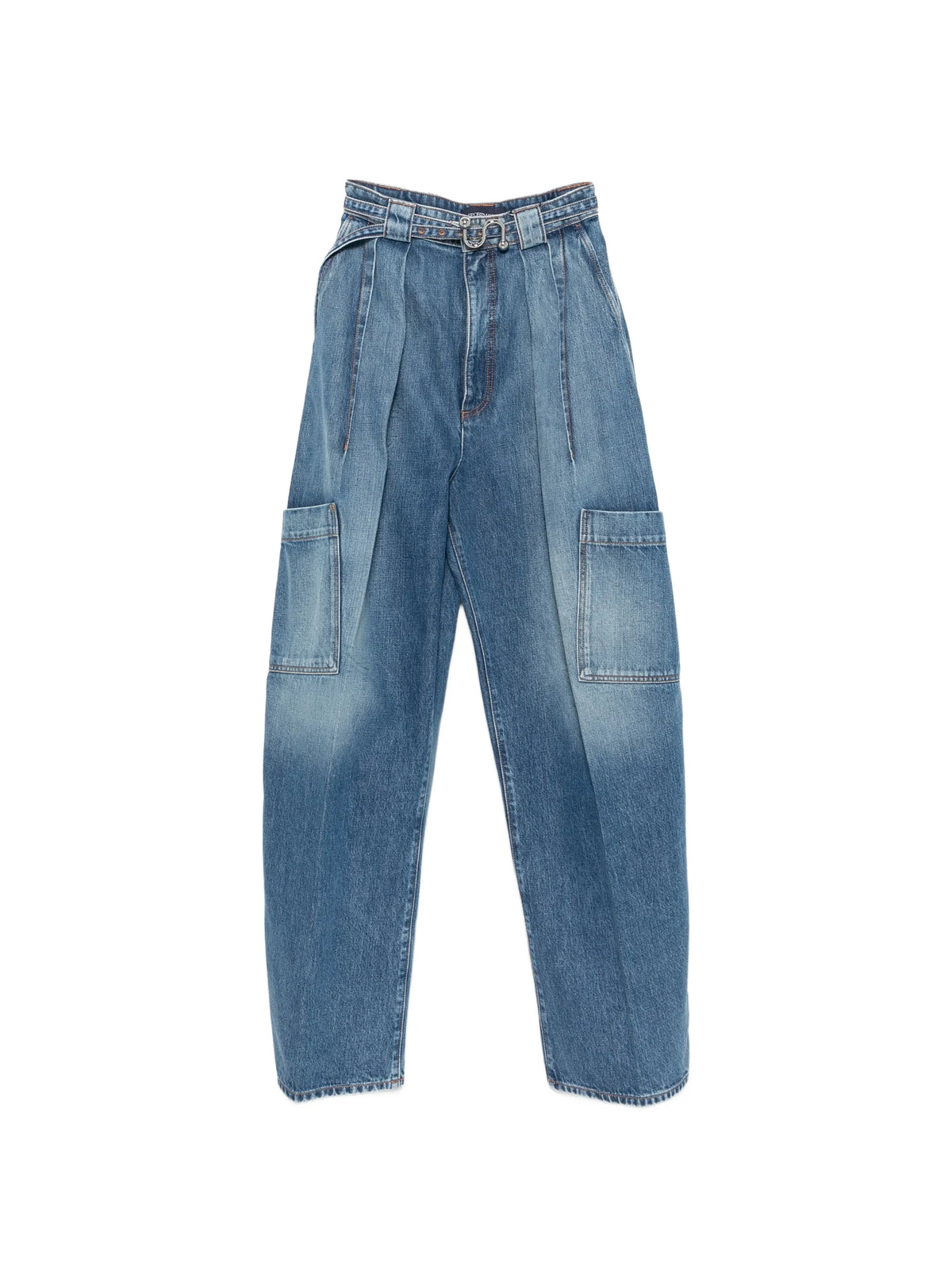 oversized denim cargo trousers