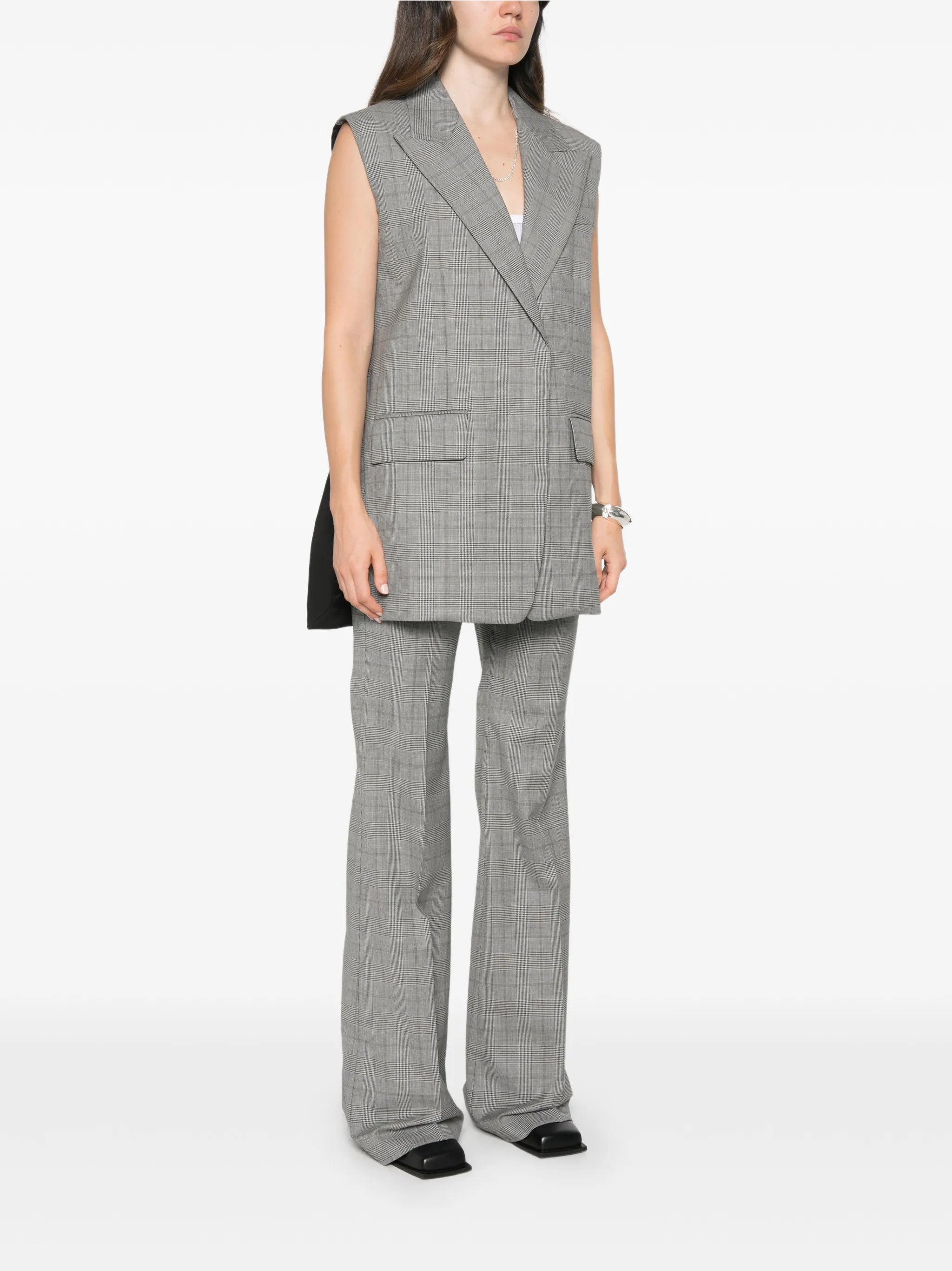 Prince of Wales check sleeveless waistcoat