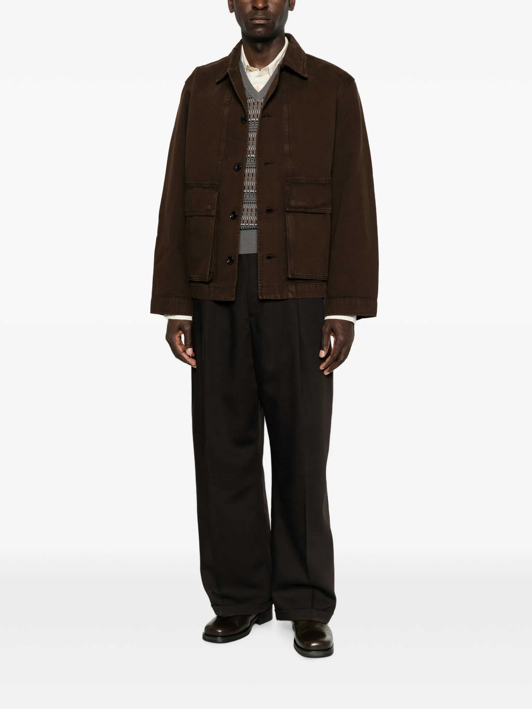 boxy jacket in heavy garment-dyed broken twill