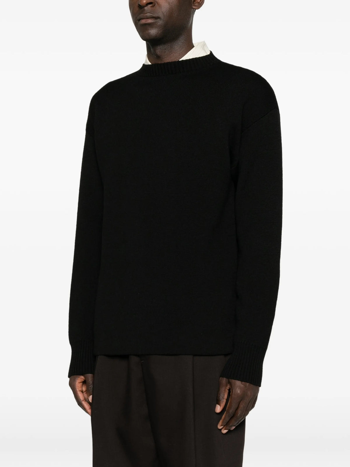 boat-neck sweater in double-face virgin wool