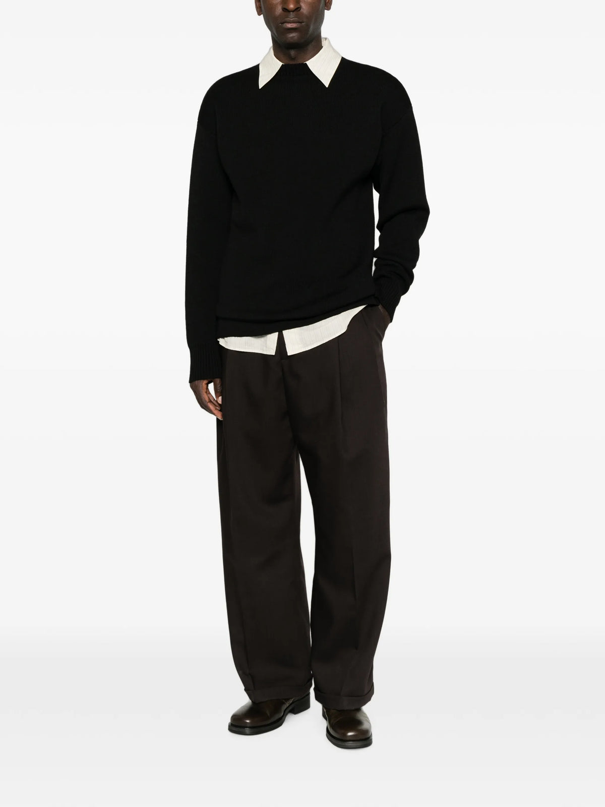 boat-neck sweater in double-face virgin wool
