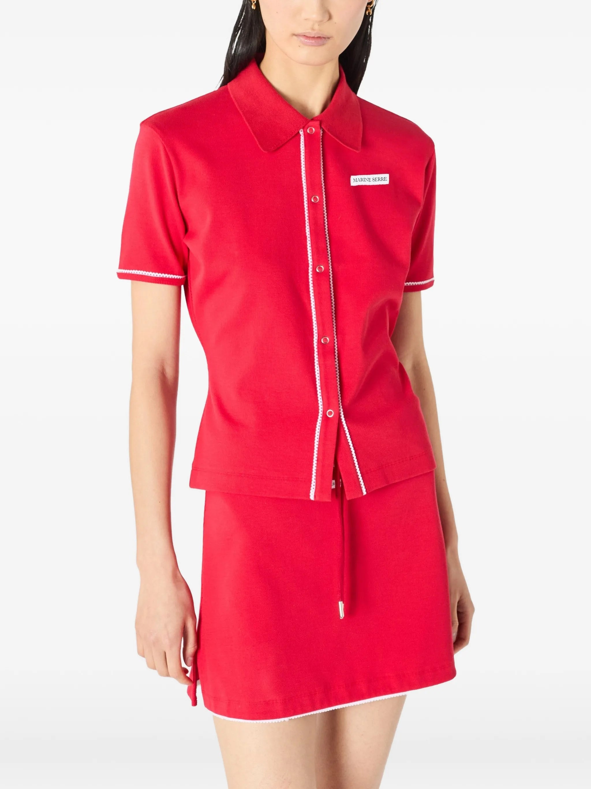 light ribbed jersey polo T-shirt in organic cotton